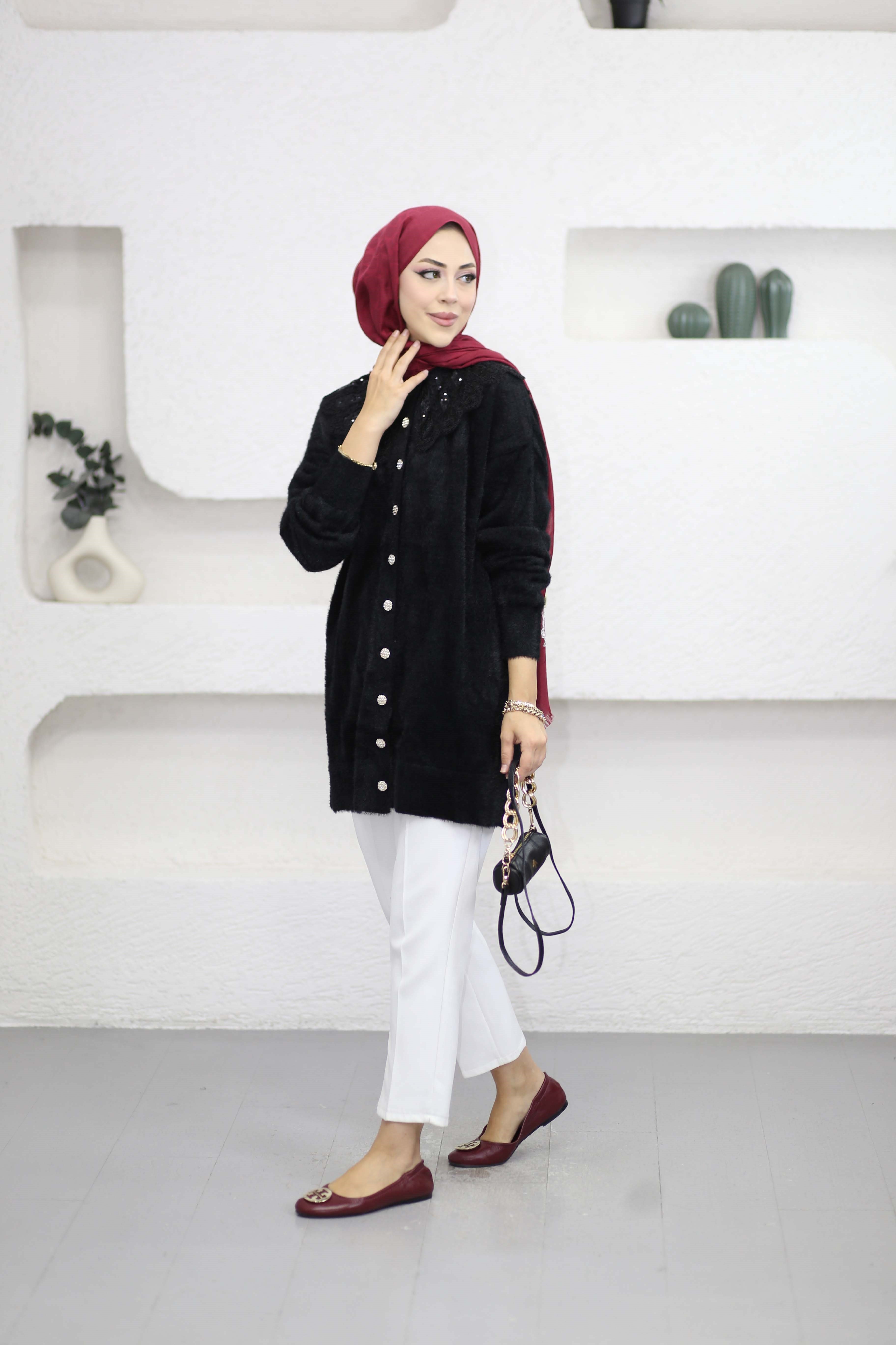 Angora Bebe Yaka Hırka Siyah 140669