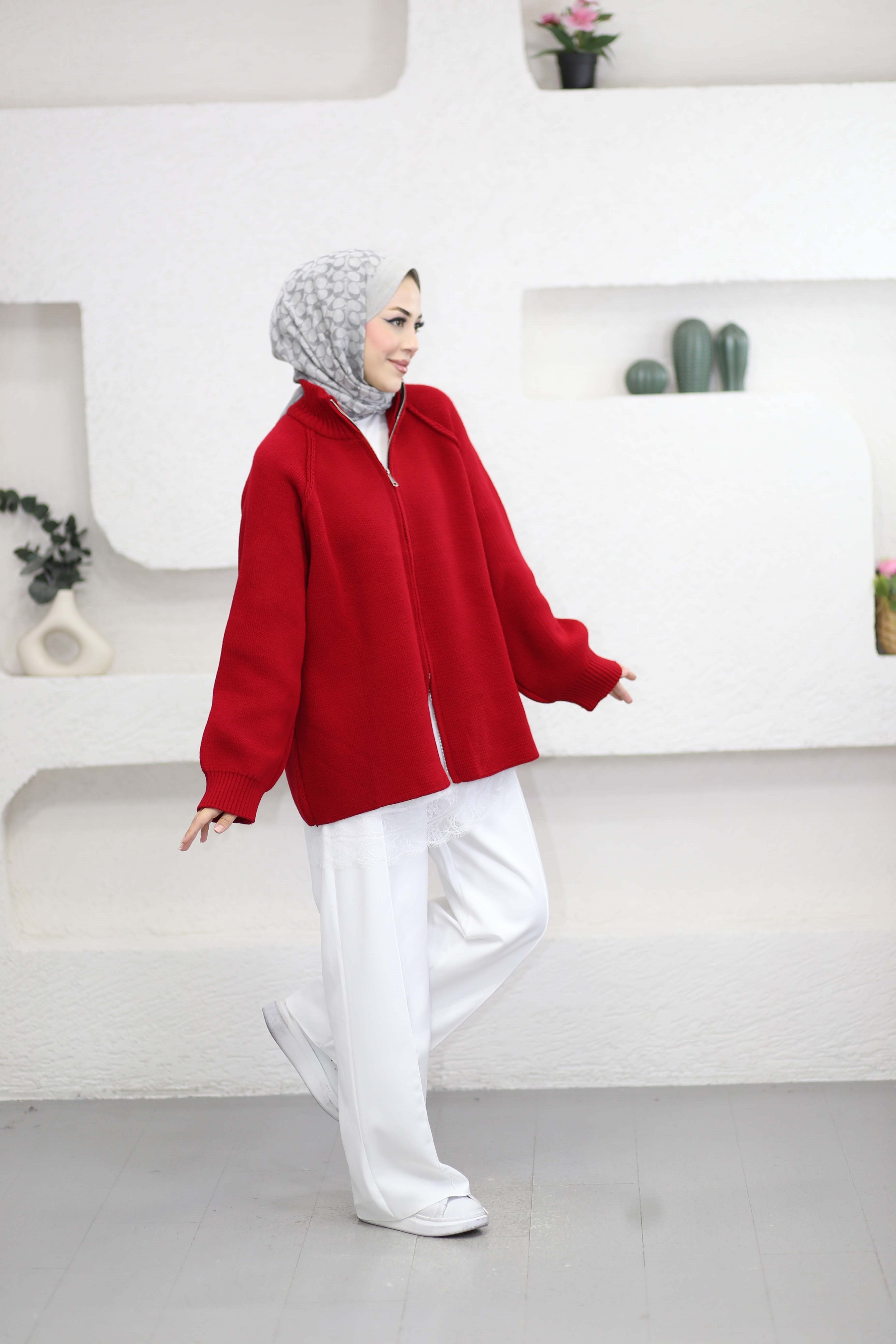 Rosie Fermuarlı Hırka Kırmızı 25800