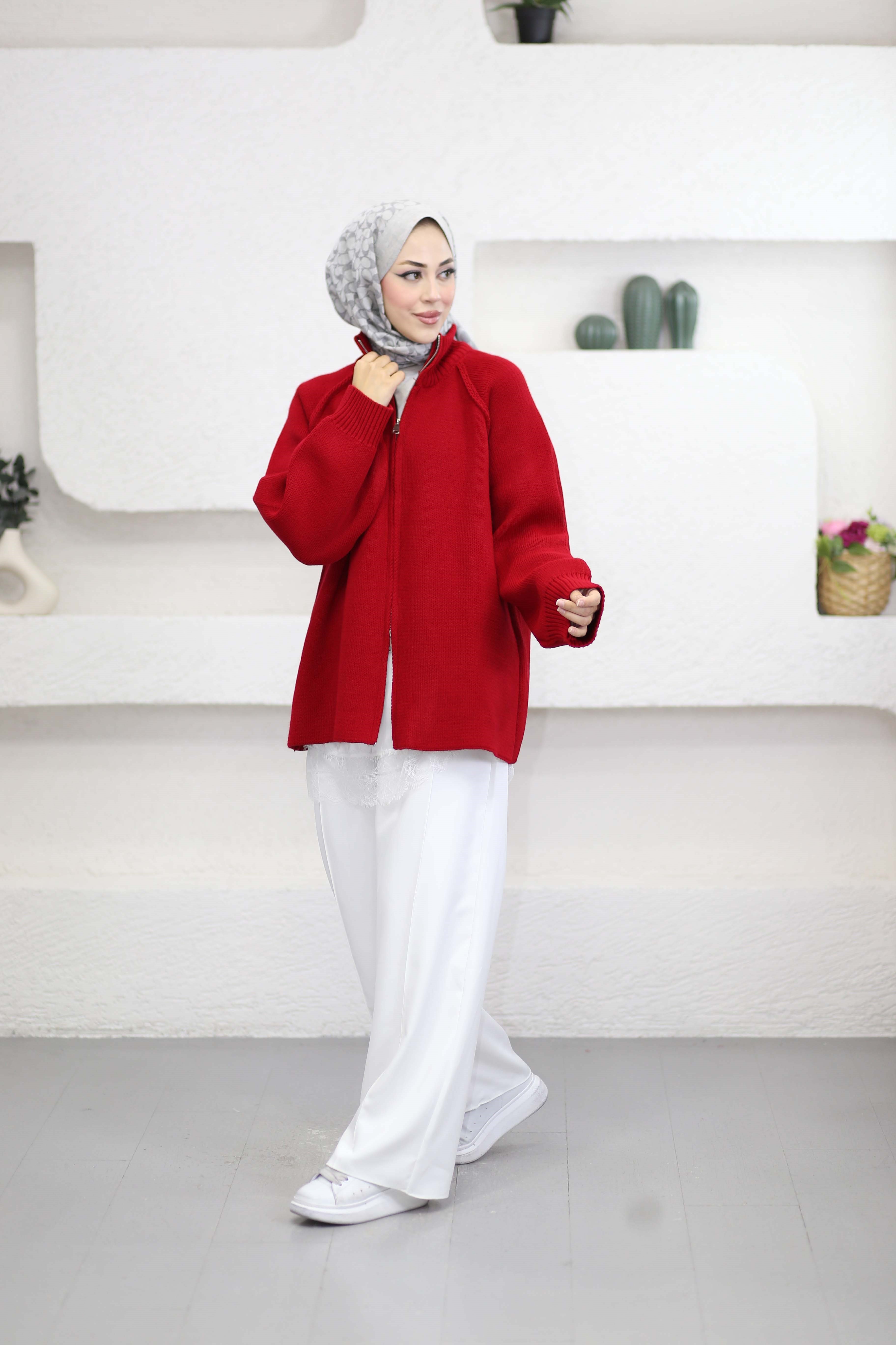 Rosie Fermuarlı Hırka Kırmızı 25800