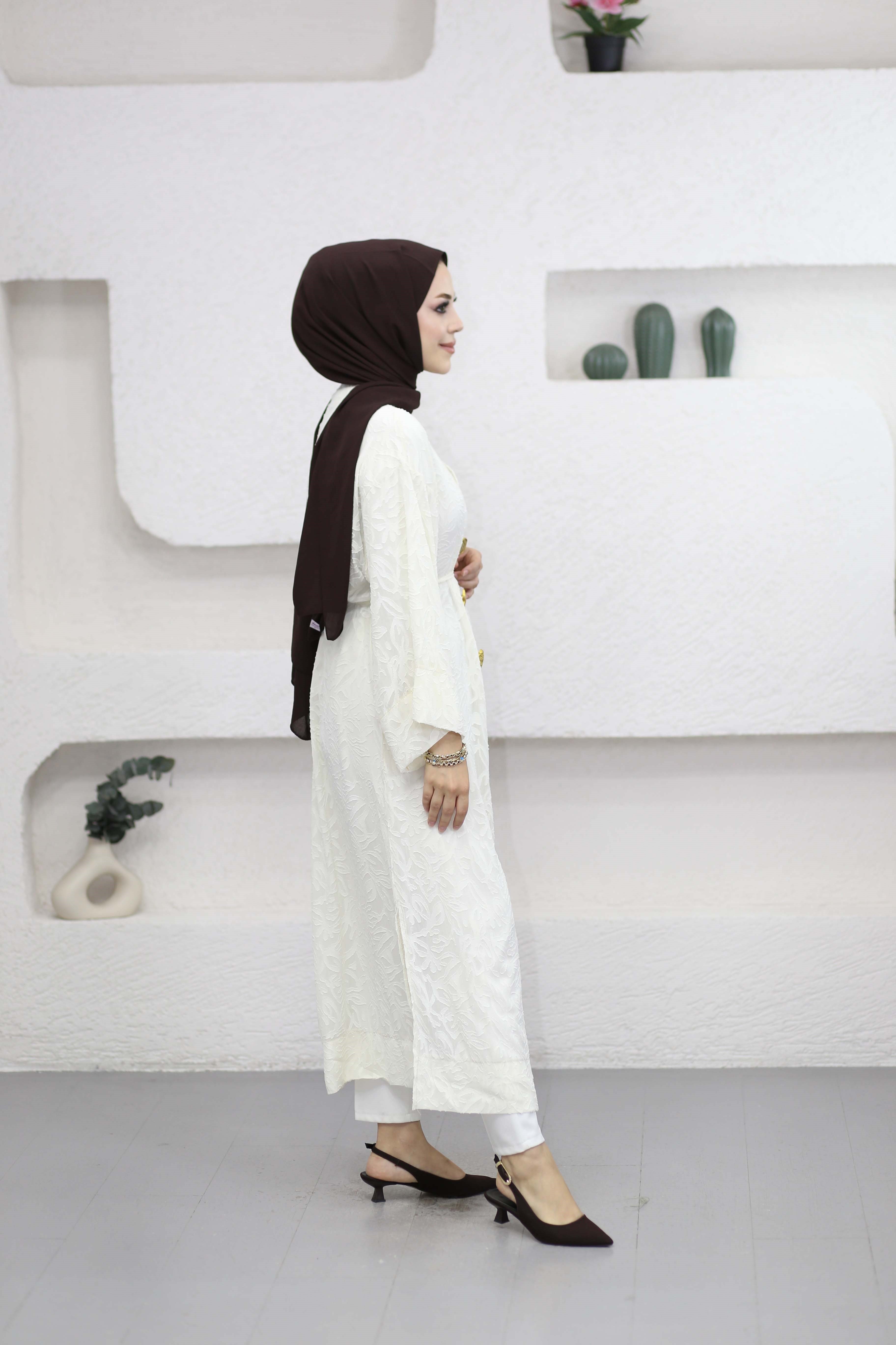 Jakarlı Hırka Krem 9088