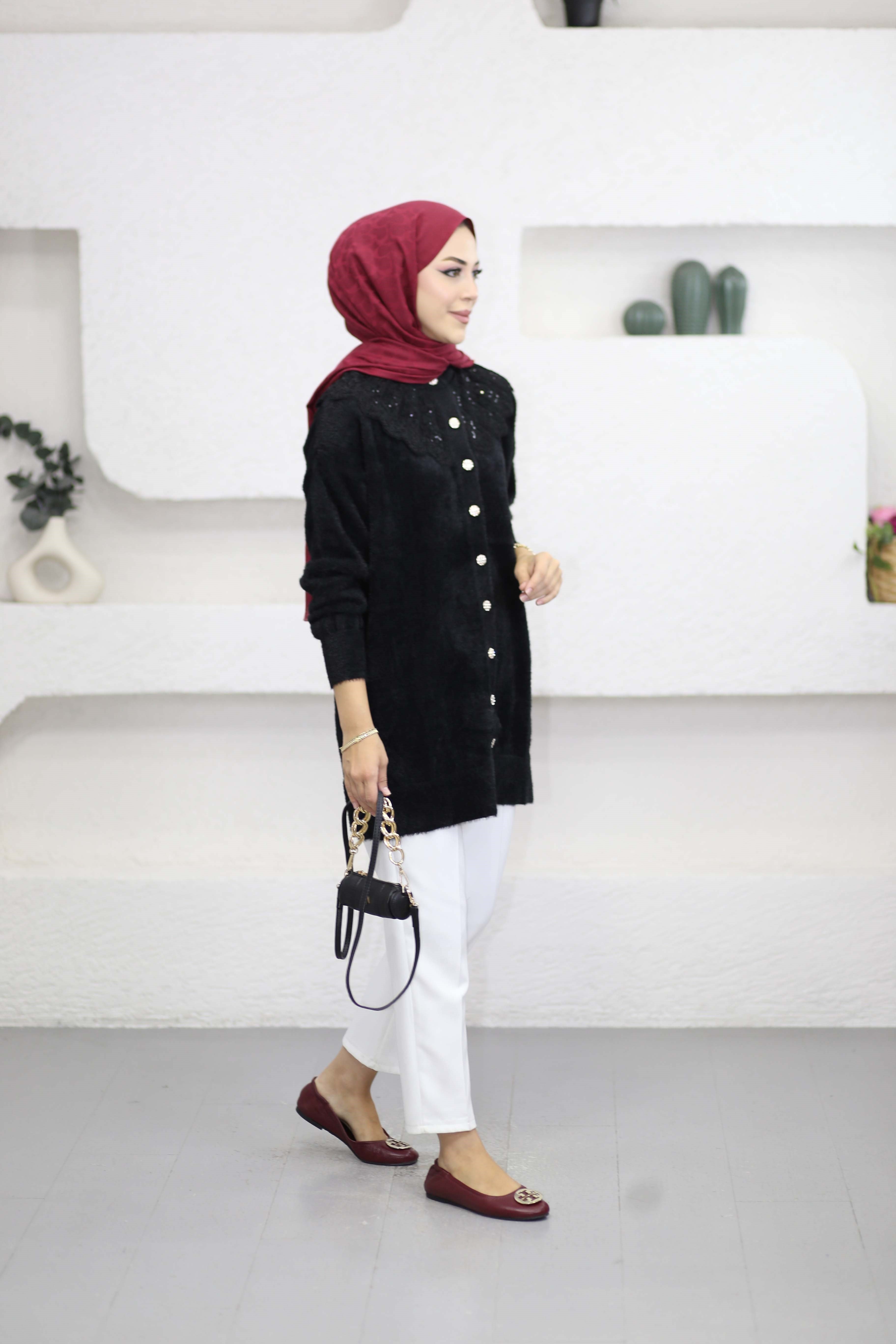 Angora Bebe Yaka Hırka Siyah 140669