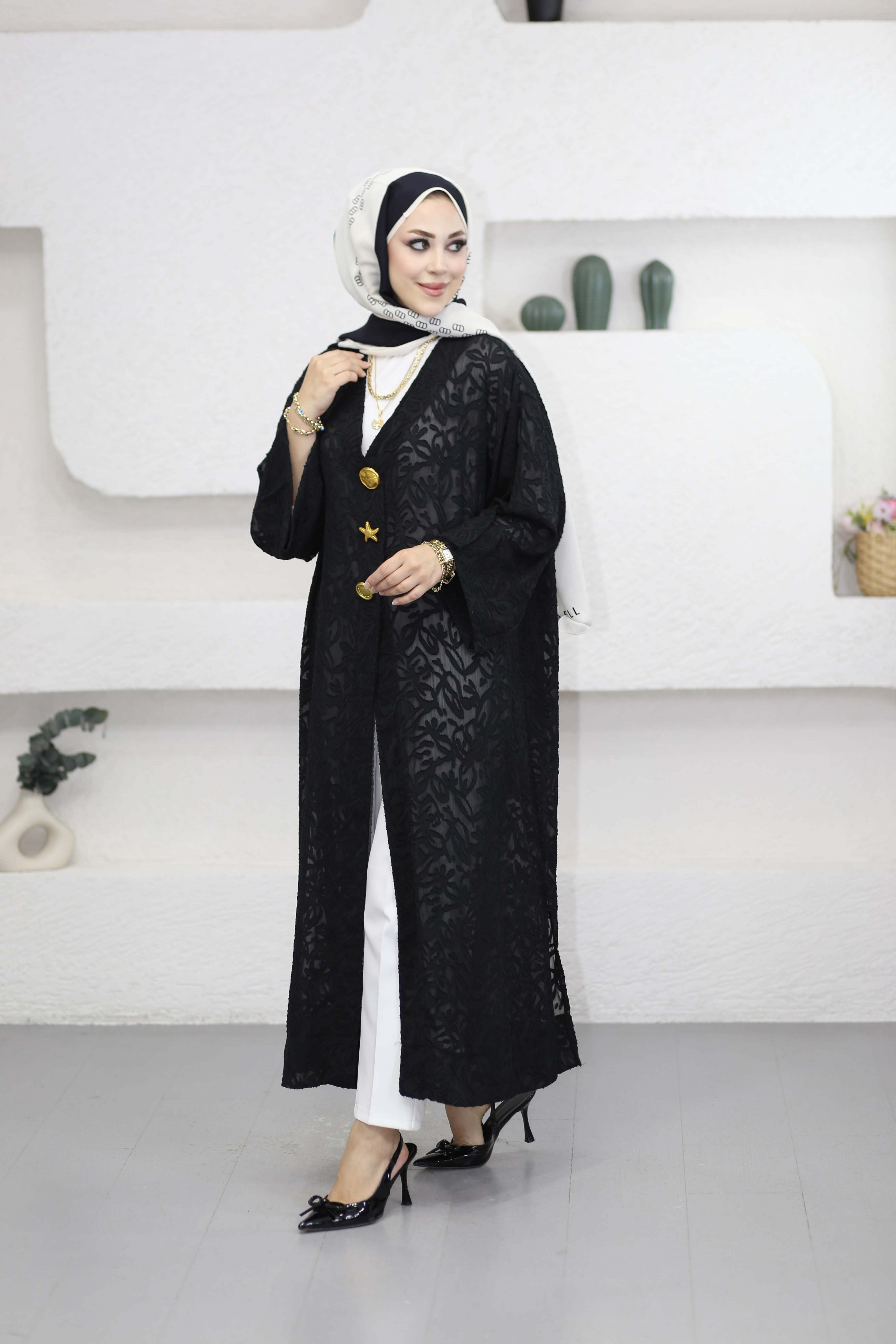 Jakarlı Hırka Siyah 9088