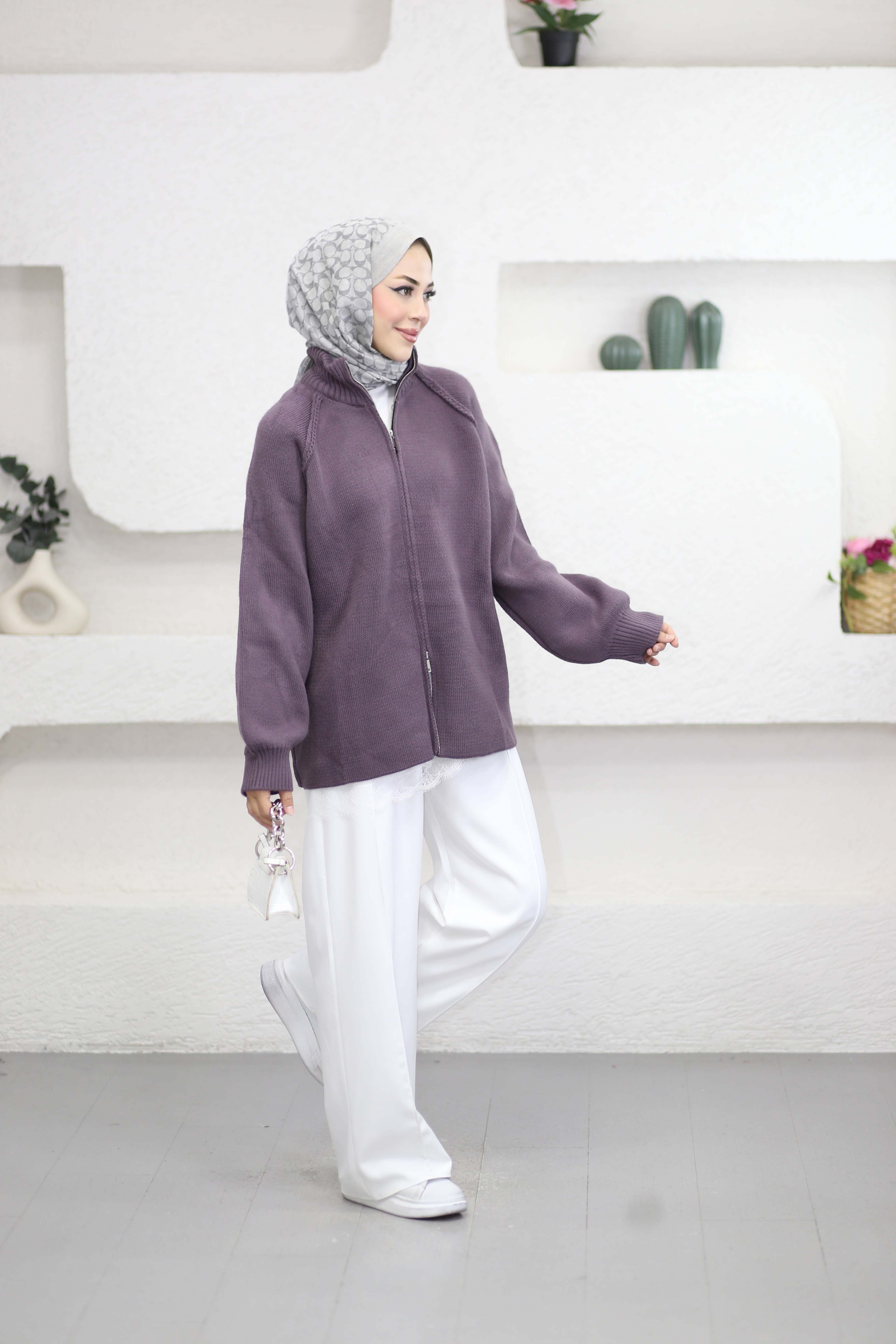 Rosie Fermuarlı Hırka Mor 25800