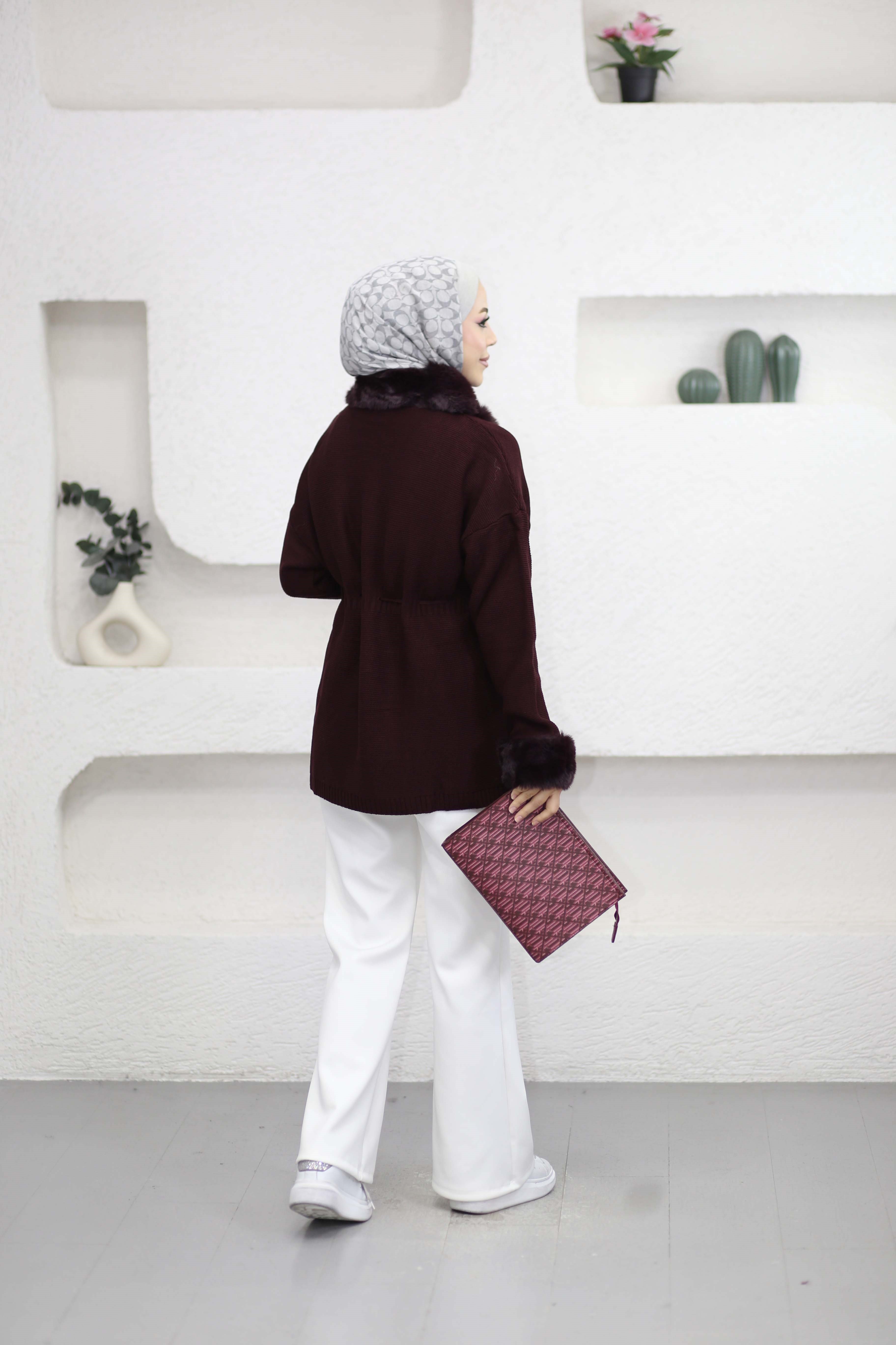 Jessı Kürk Hırka Bordo 26226