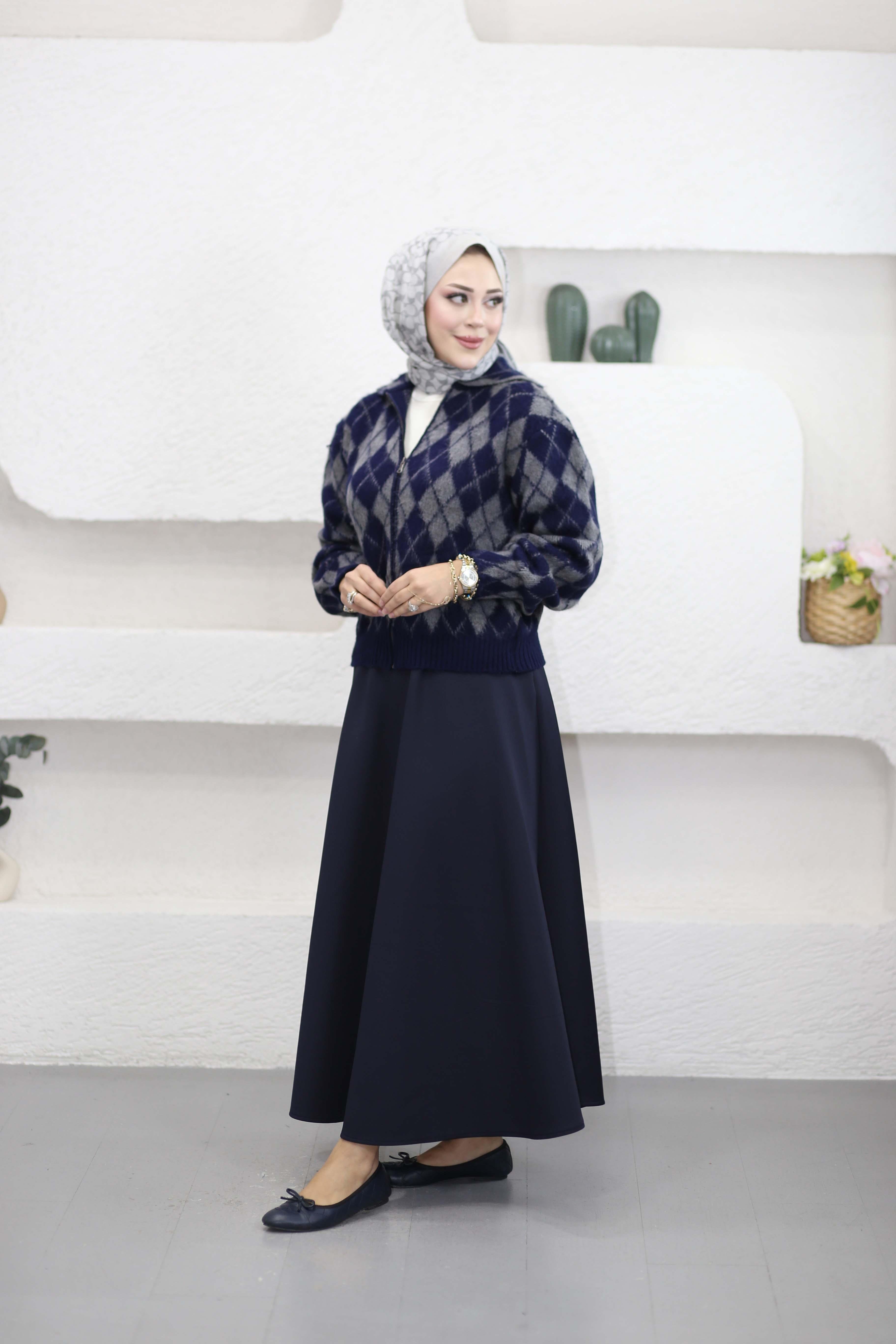 Baklava Desen Hırka Lacivert 36900