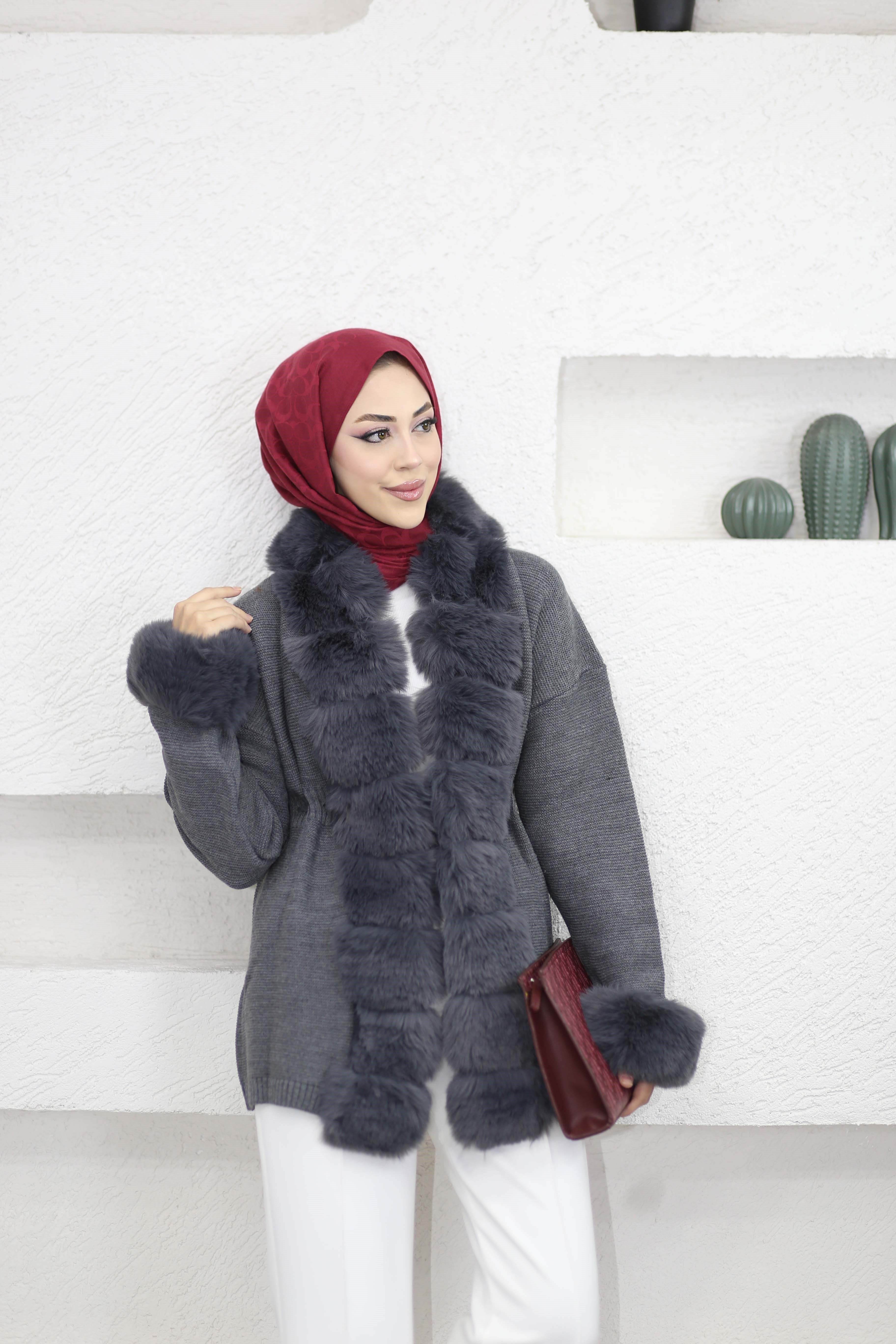 Jessı Kürk Hırka Antrasit 26226