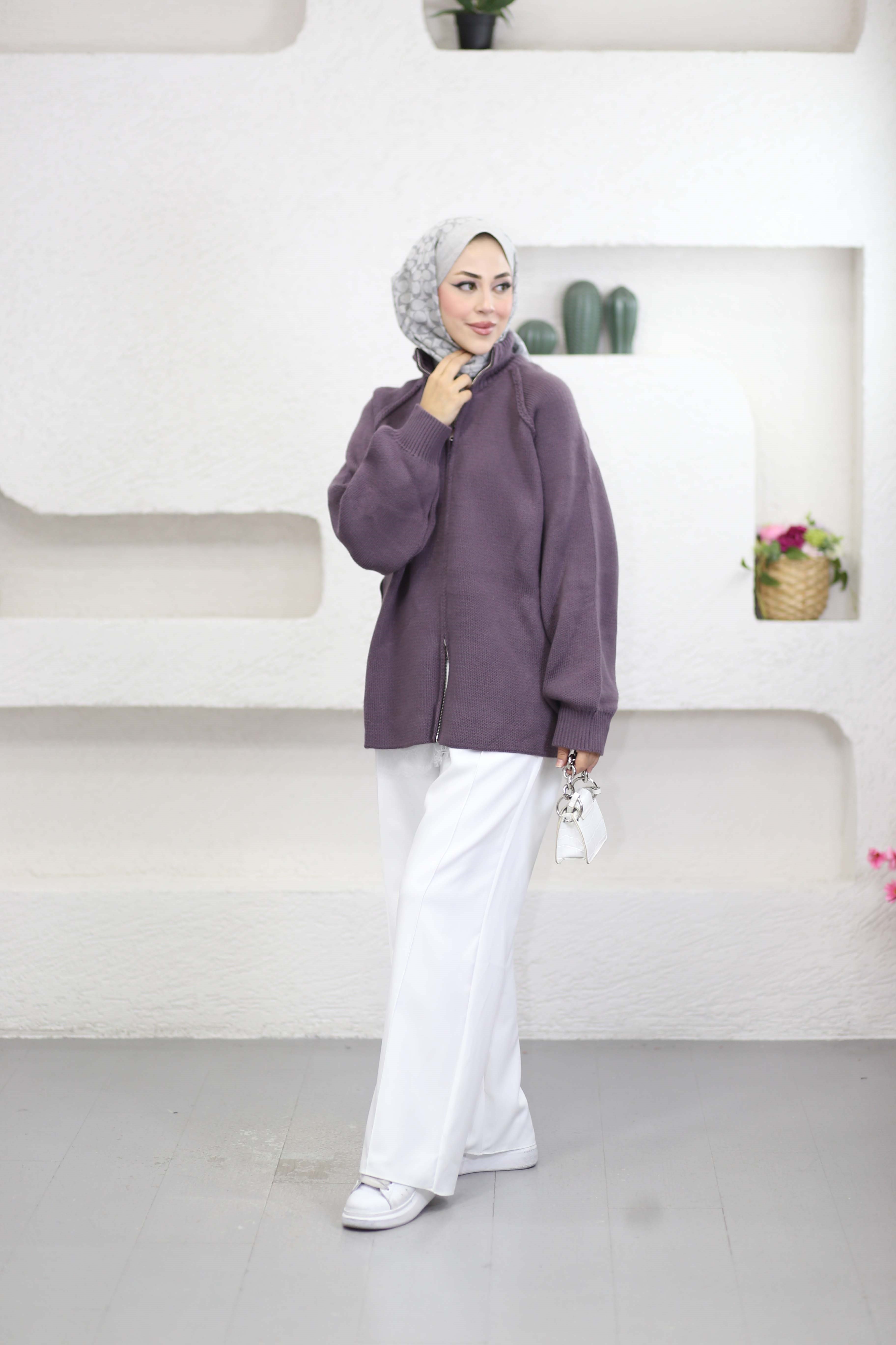 Rosie Fermuarlı Hırka Mor 25800