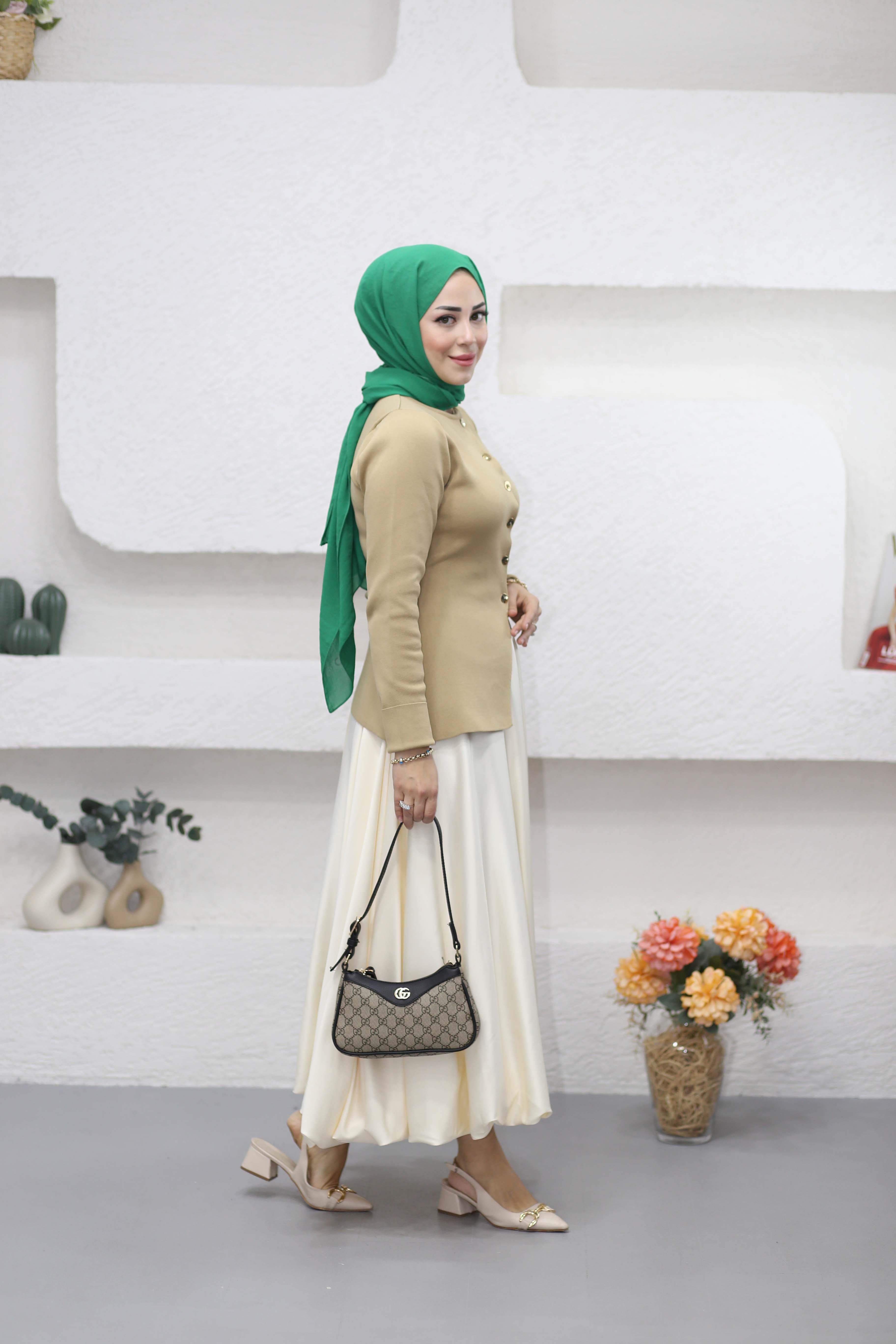 Belden Oturmalı Triko Hırka Camel 5025
