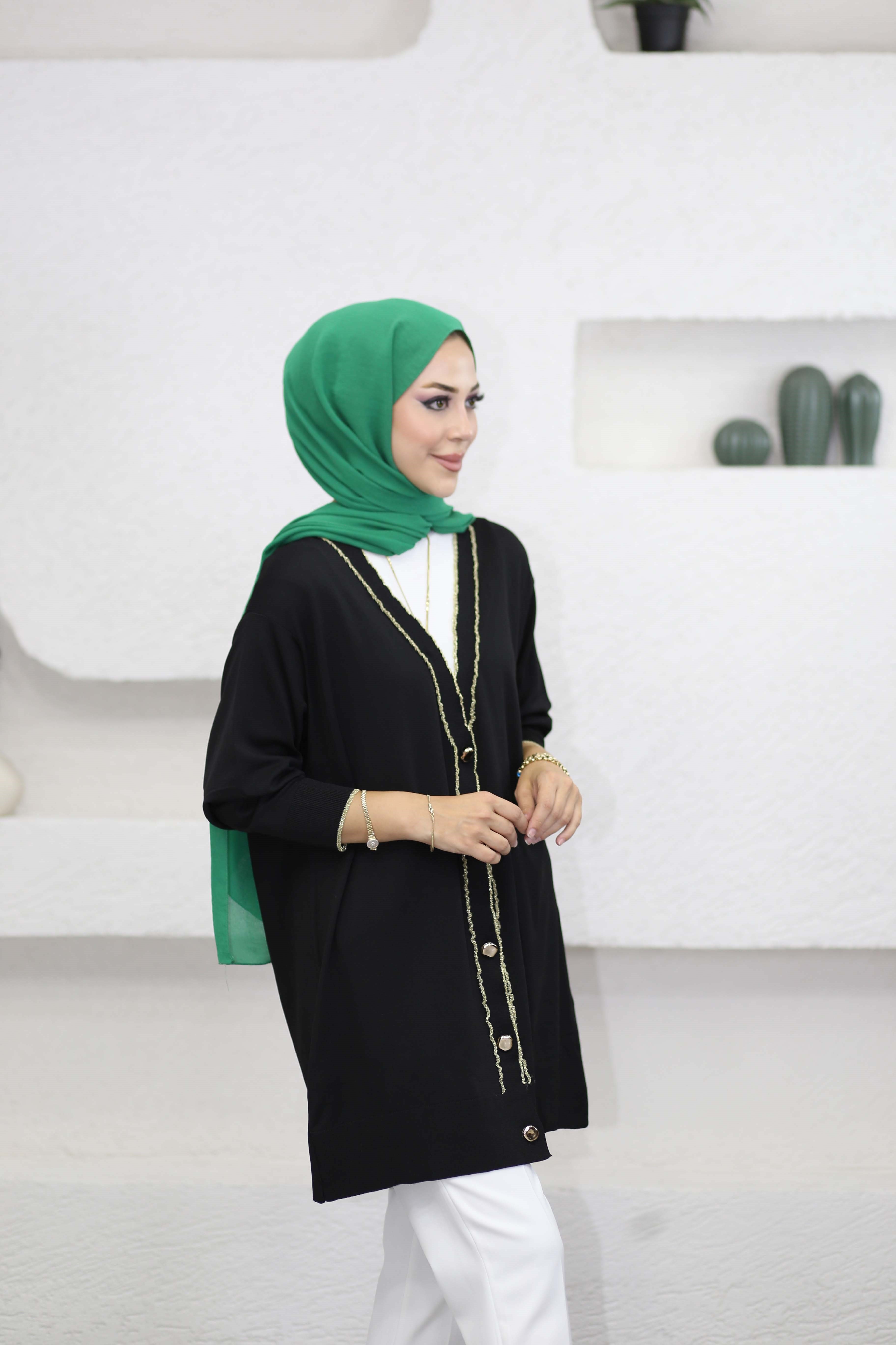 Sim Şeritli Hırka Siyah 44271
