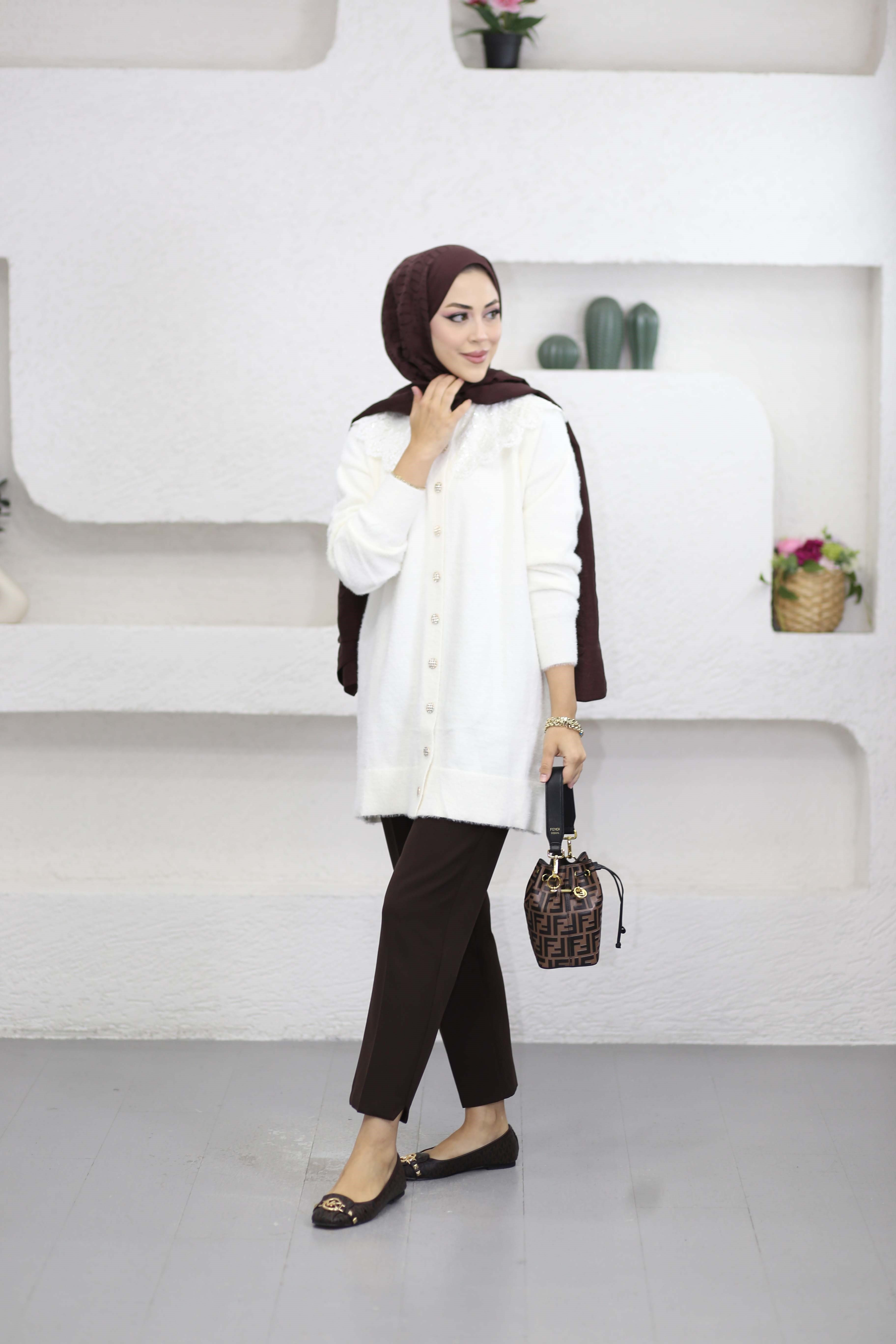 Angora Bebe Yaka Hırka Ekru 140669