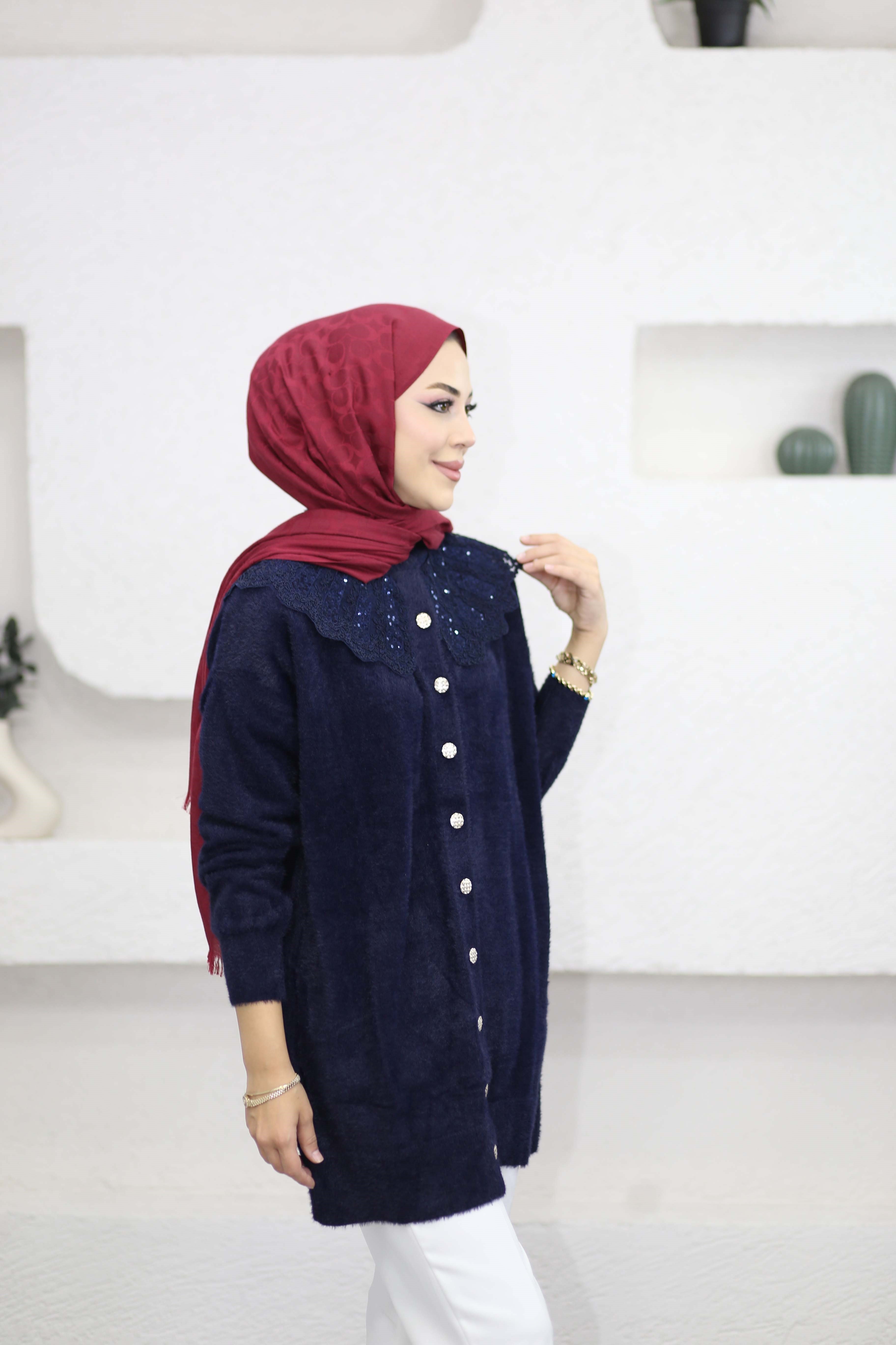 Angora Bebe Yaka Hırka Lacivert 140669