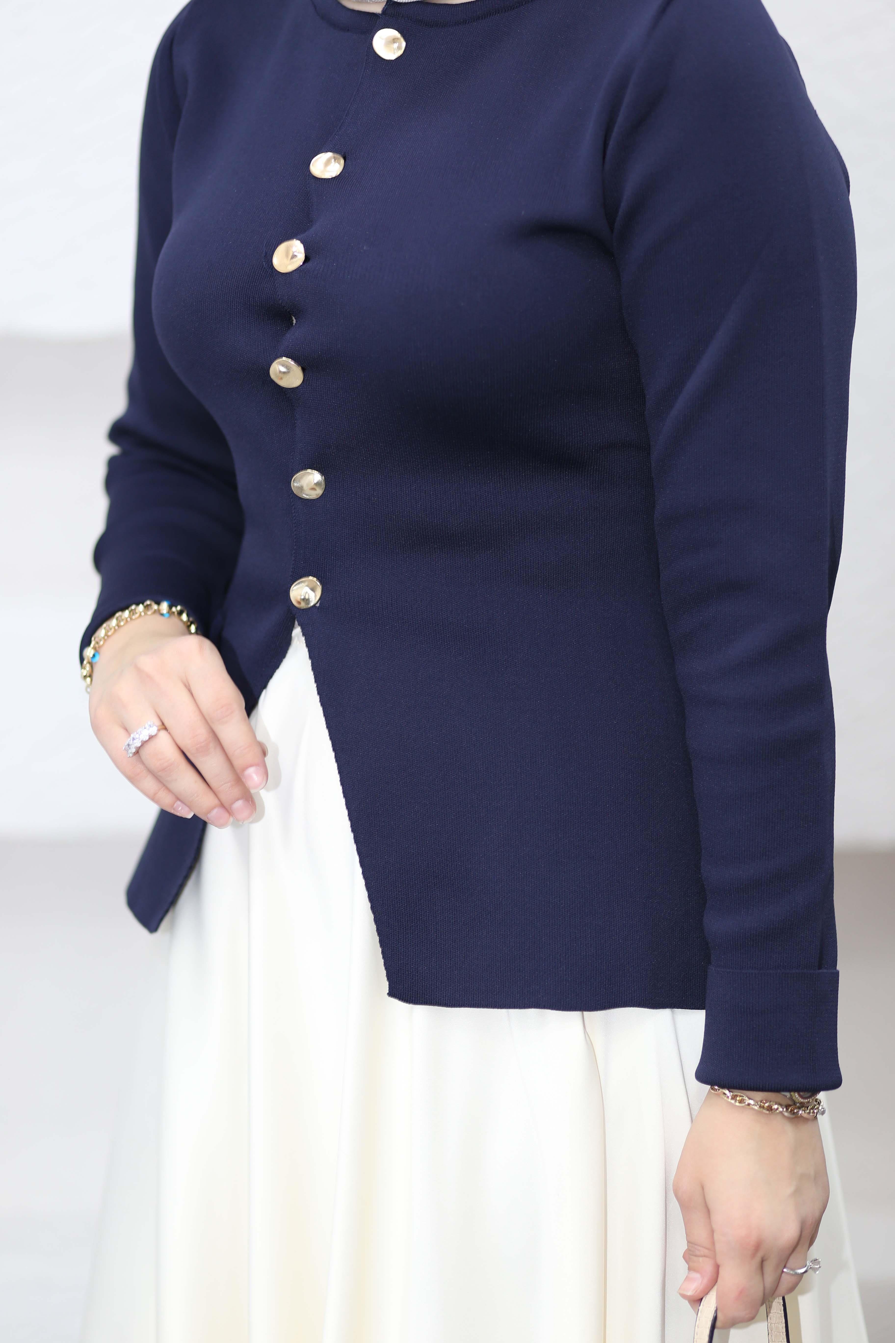 Belden Oturmalı Triko Hırka Lacivert 5025