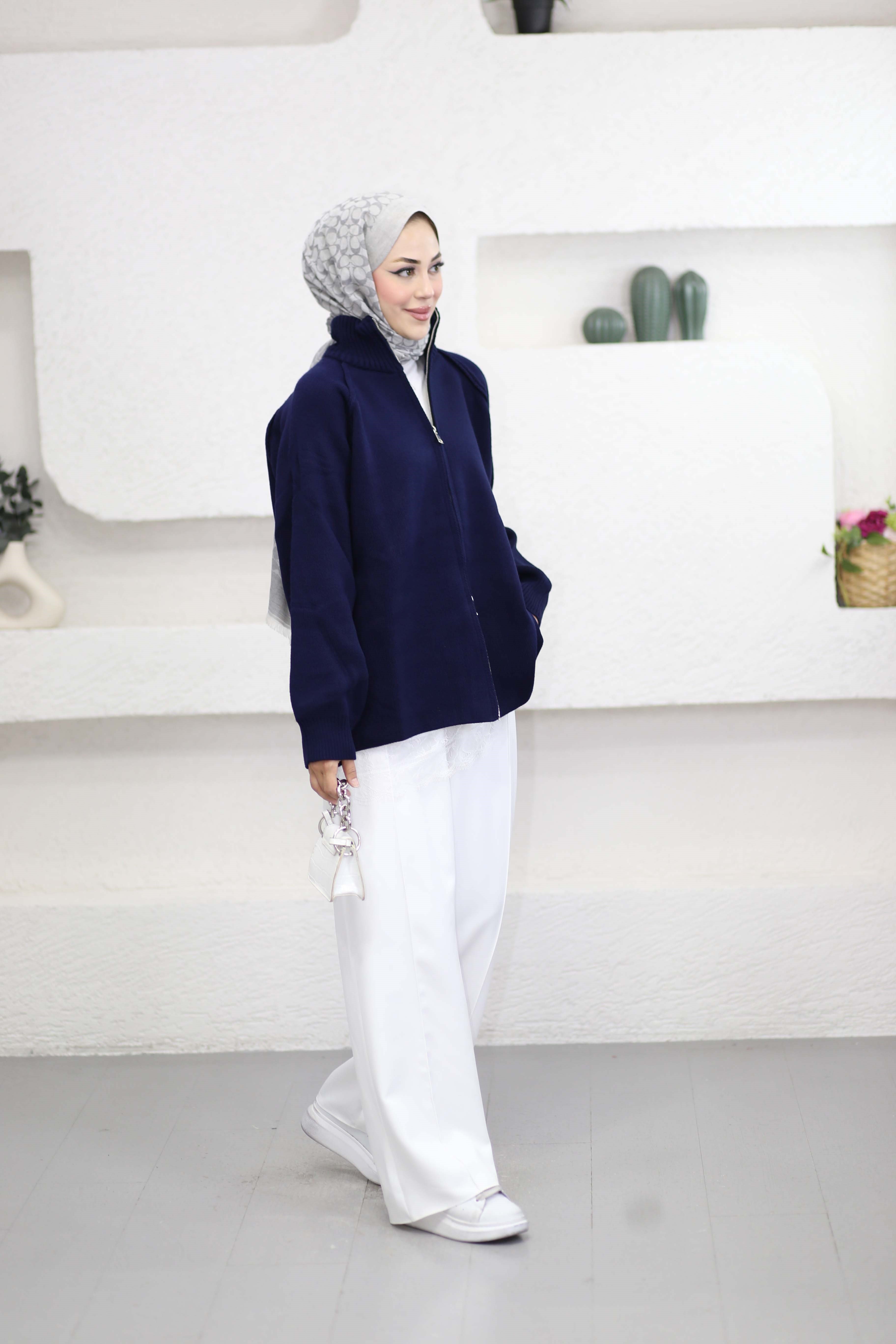 Rosie Fermuarlı Hırka Lacivert 25800