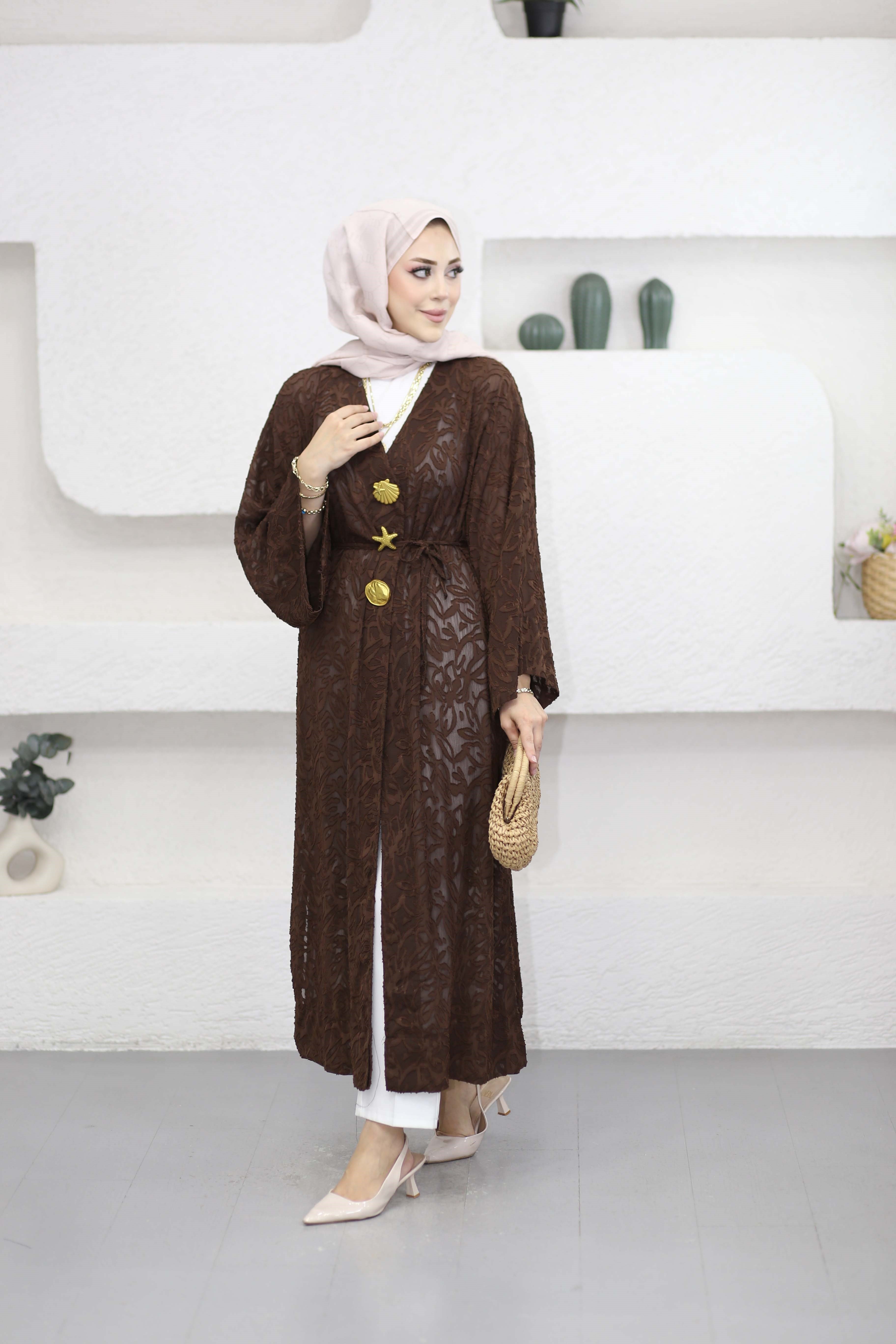 Jakarlı Hırka Kahverengi 9088