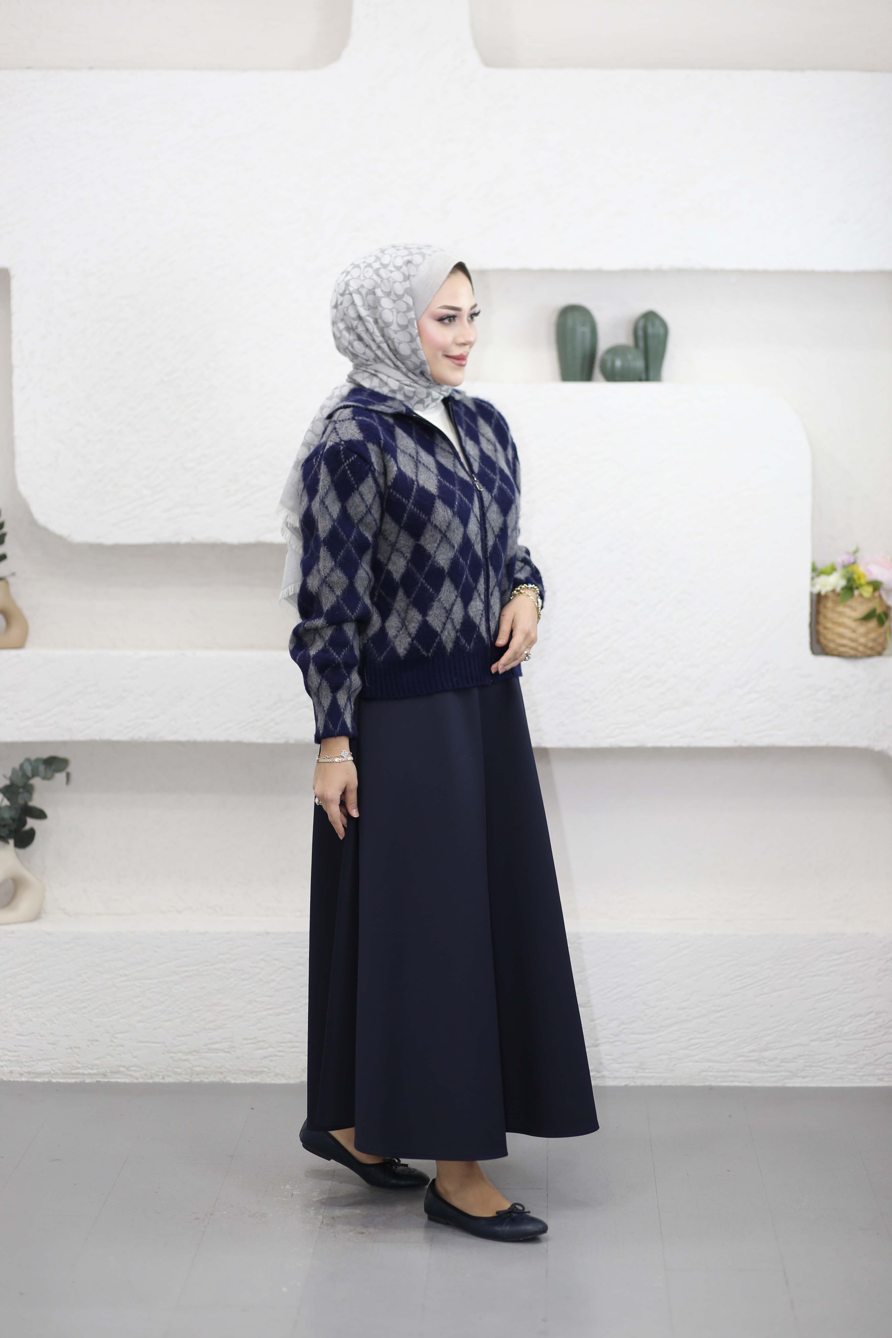 Baklava Desen Hırka Lacivert 36900