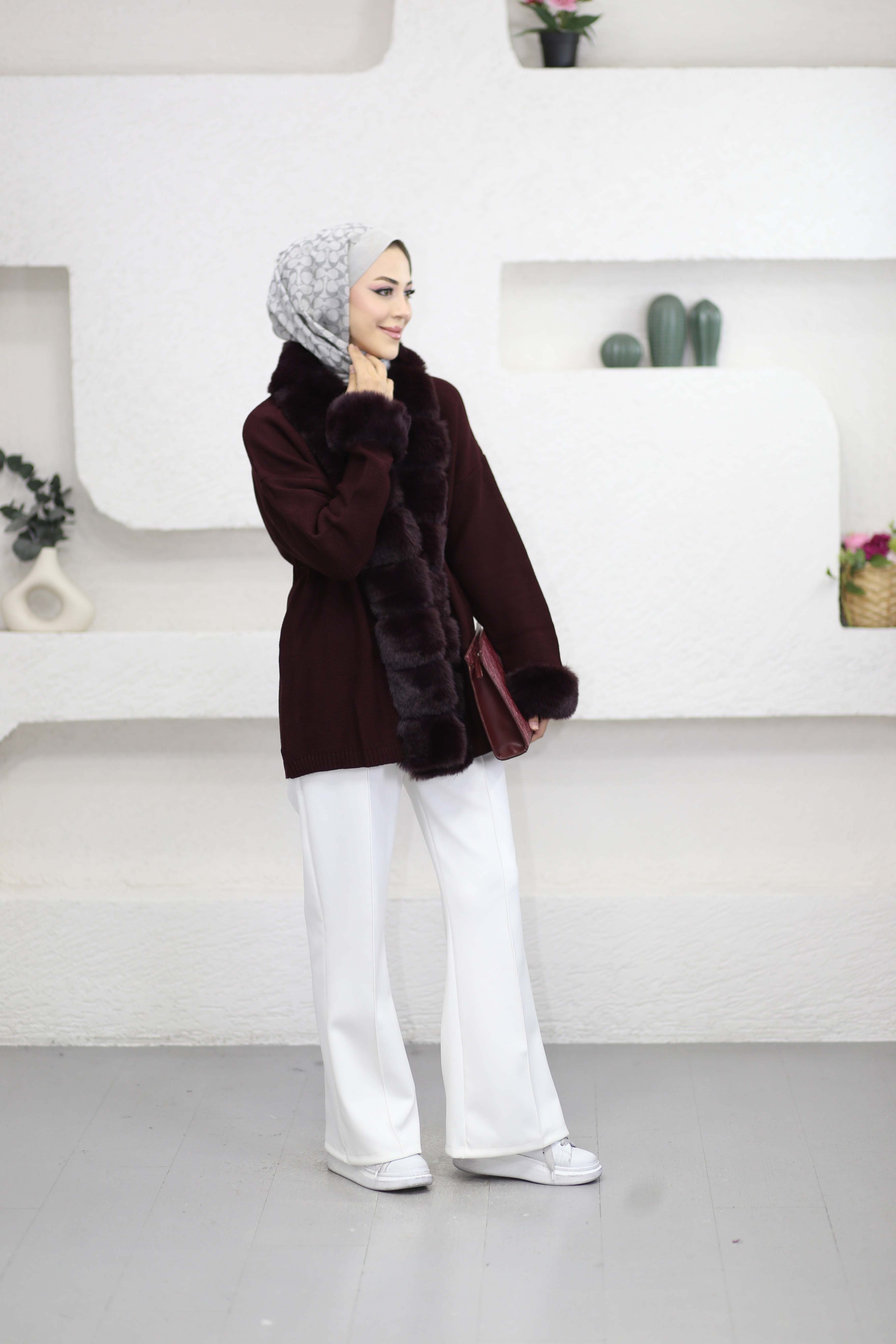 Jessı Kürk Hırka Bordo 26226