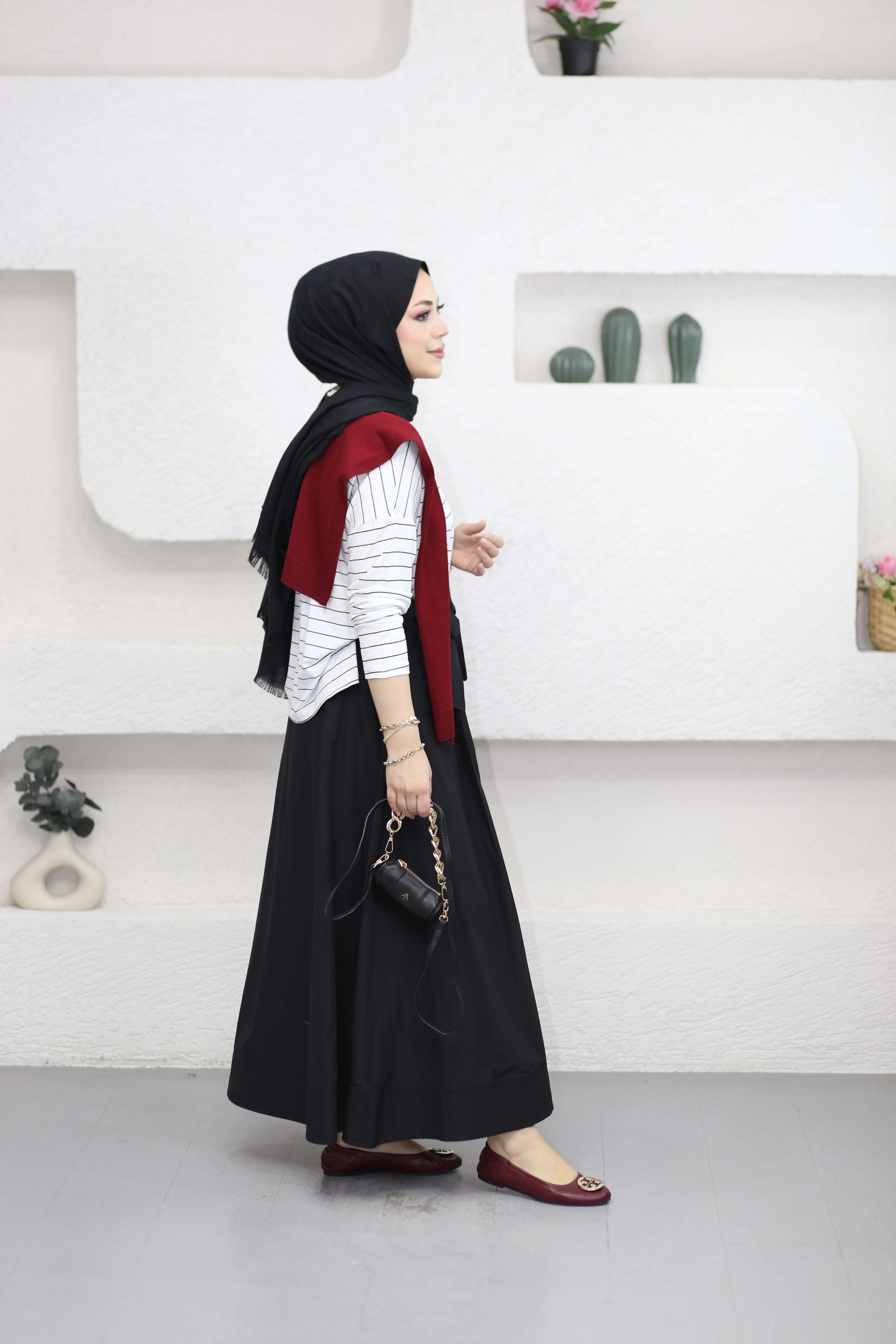 Çizgili Basıc Badi Beyaz 24290