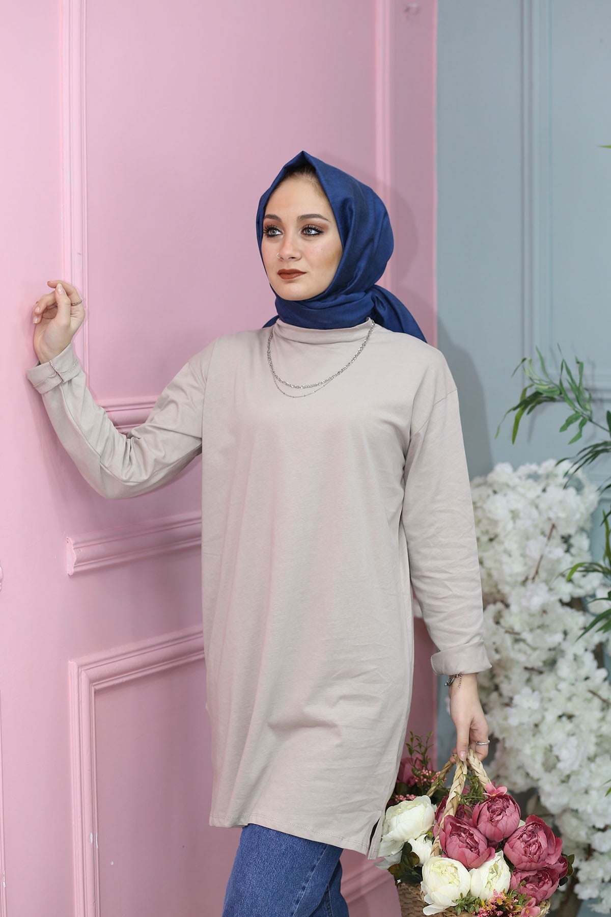 YARIM BALIKÇI YAKA UZUN KOL İÇLİK  BEJ 0005