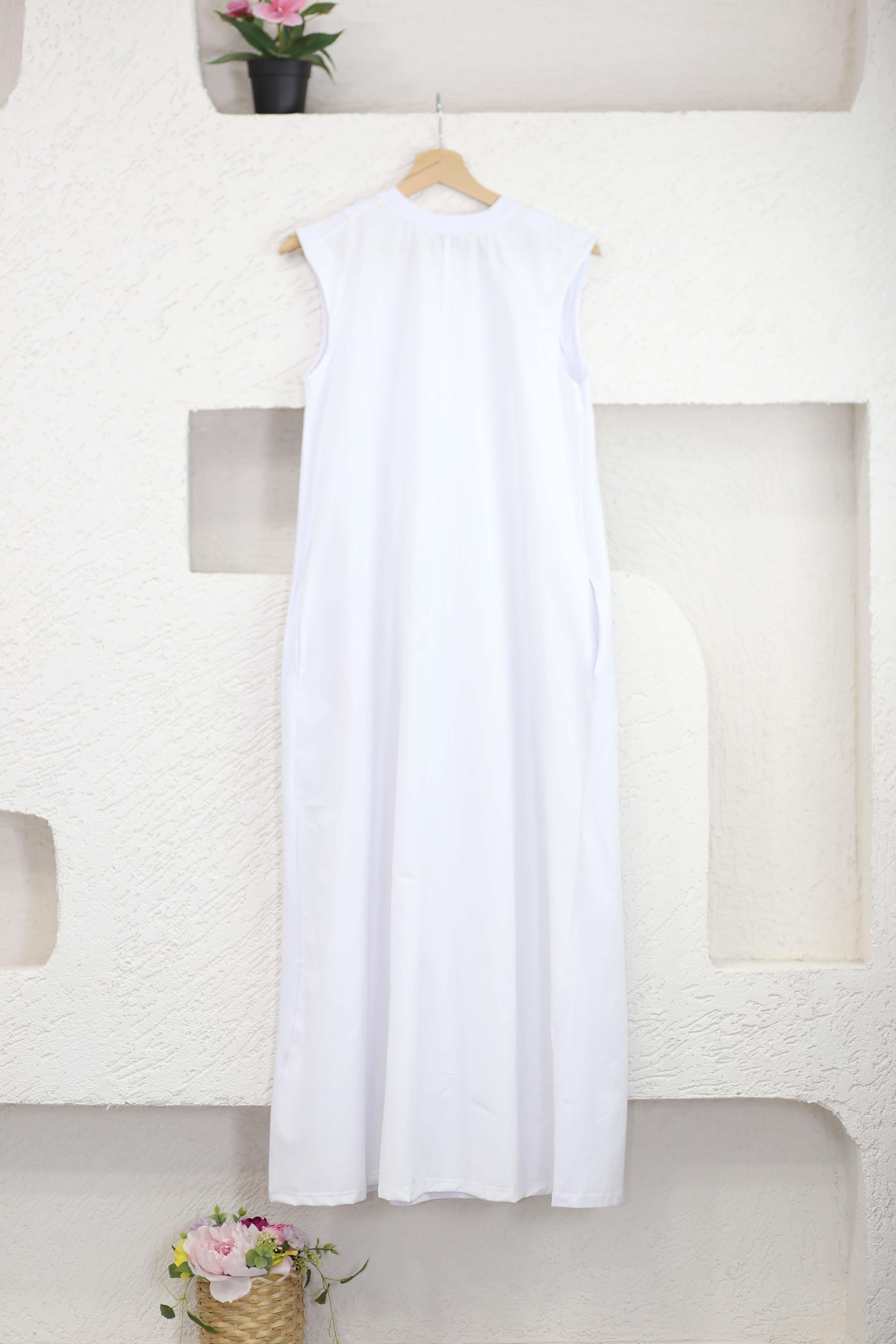 Poplin Süprem Elbise Beyaz 3058