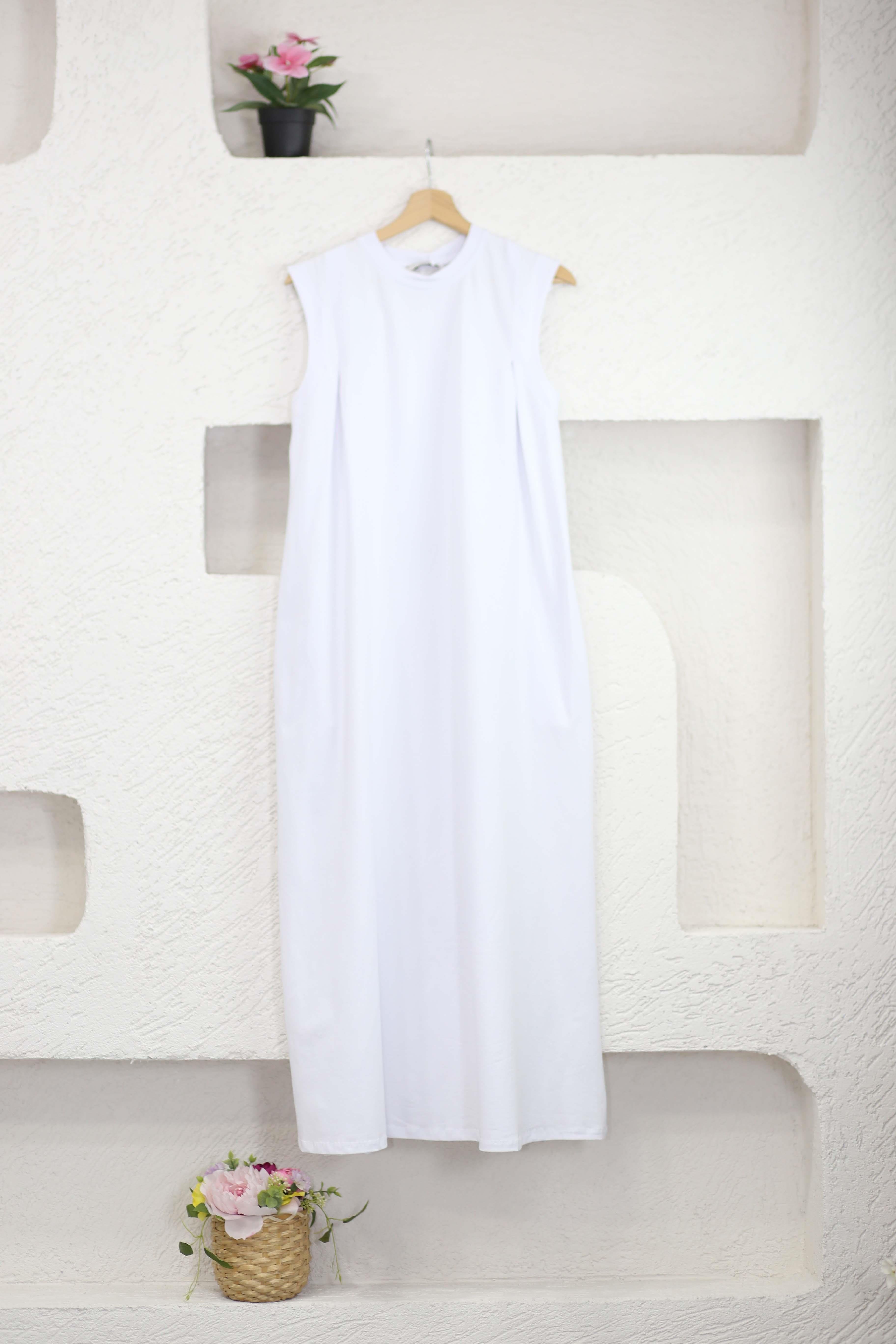 Poplin Süprem Elbise Beyaz 3058