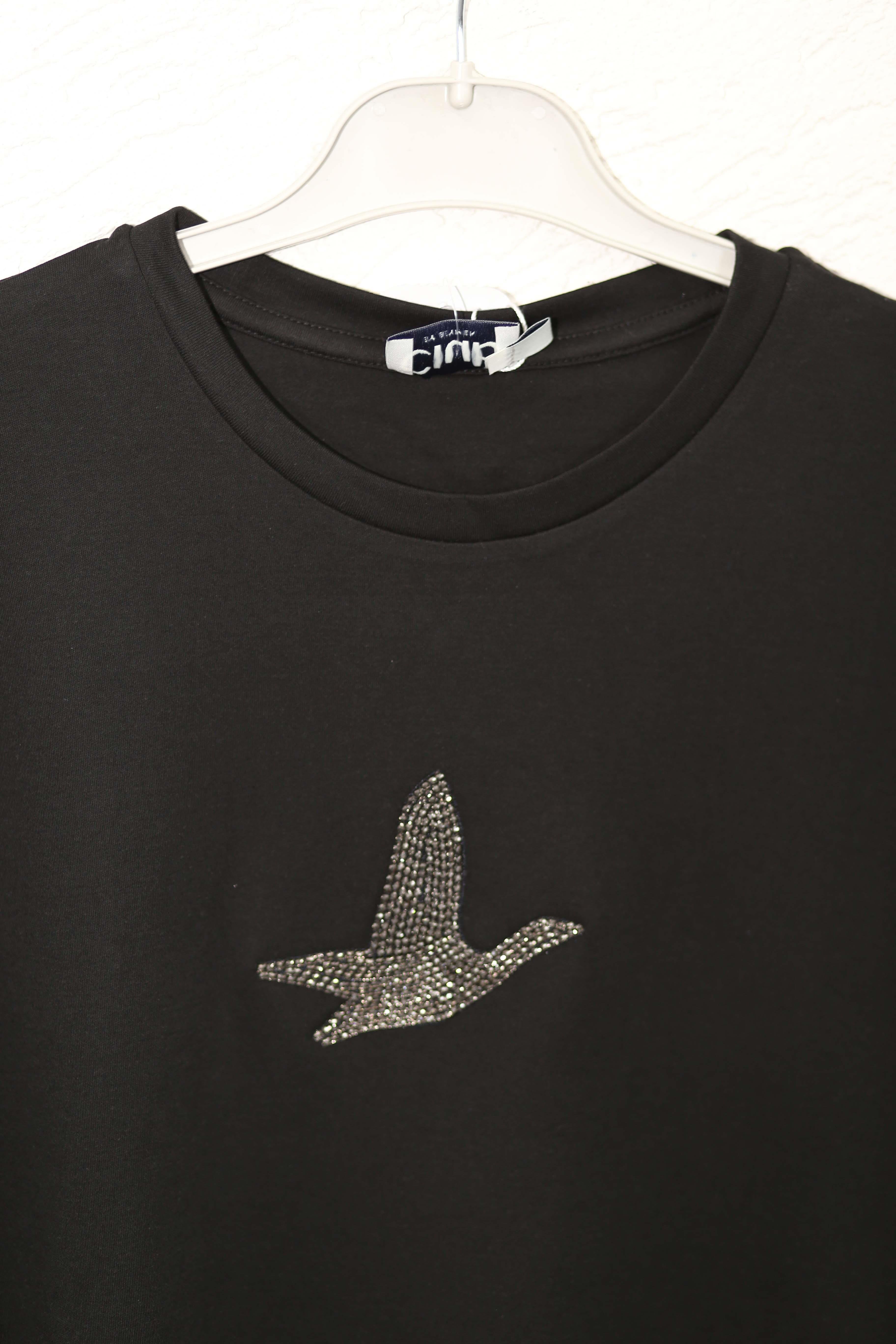 Uzun Kollu Taşlı Tunik Siyah 3211