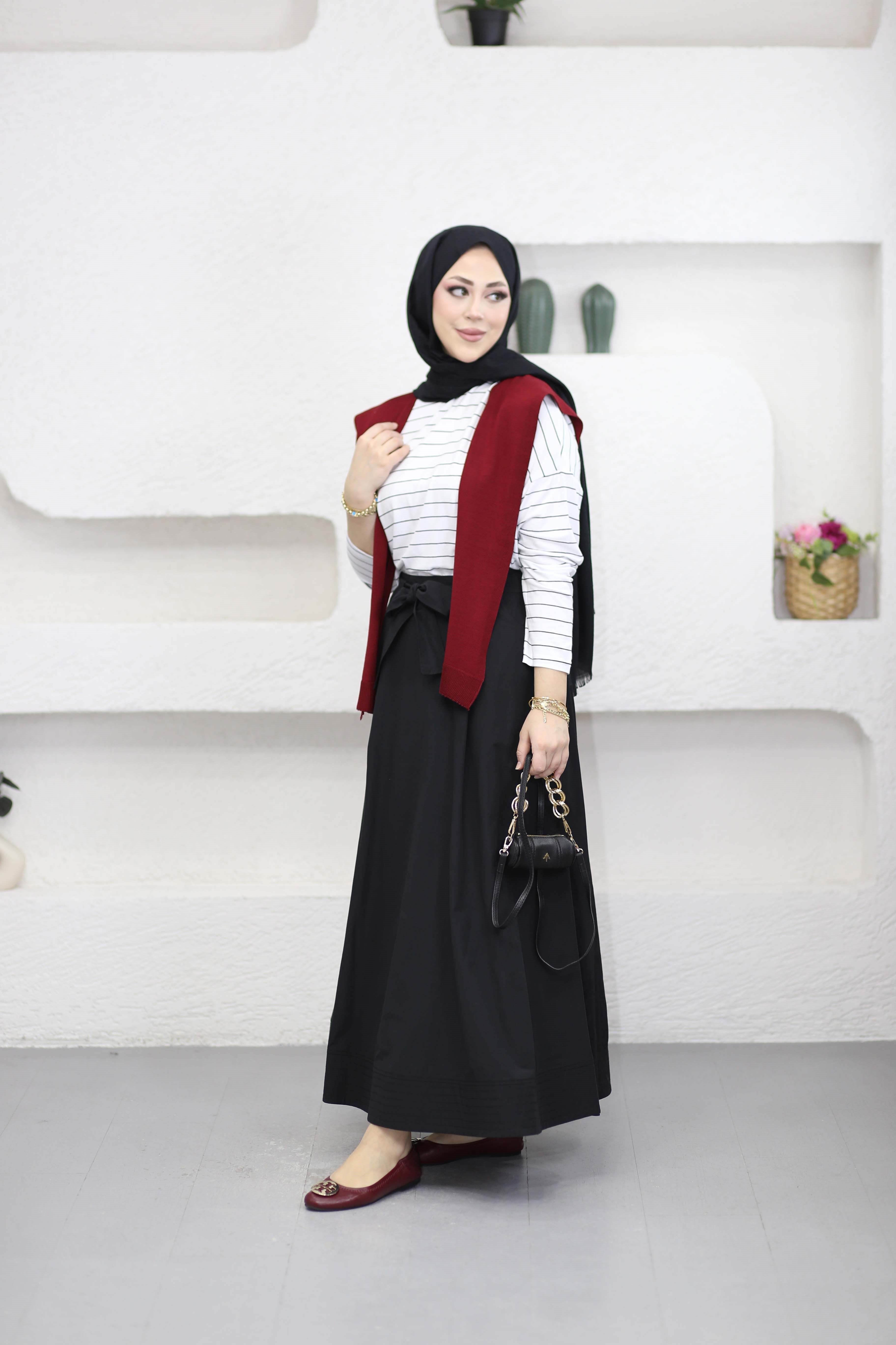 Çizgili Basıc Badi Beyaz 24290