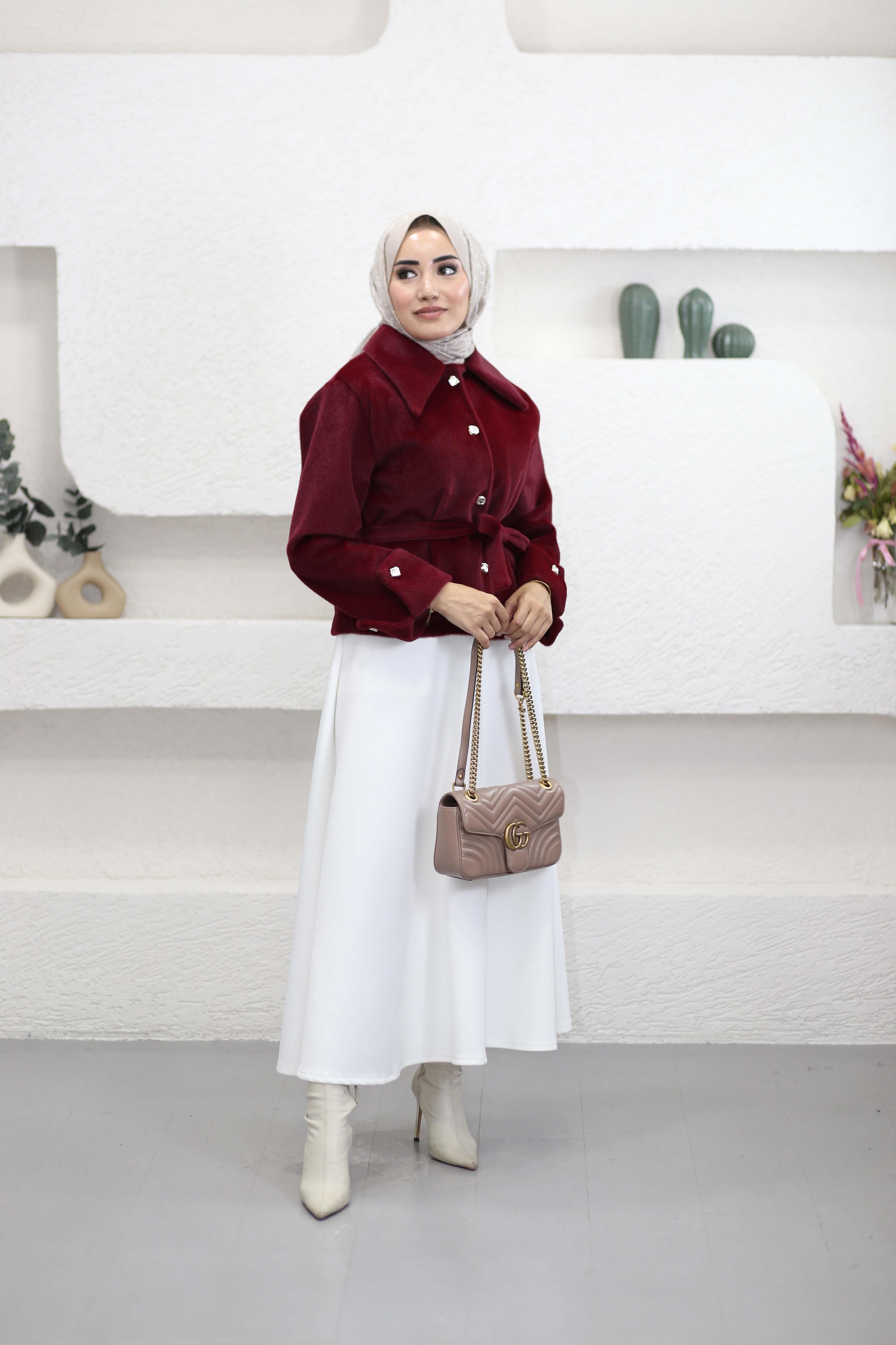 Maison Double Manşetli Kaban Bordo 6940
