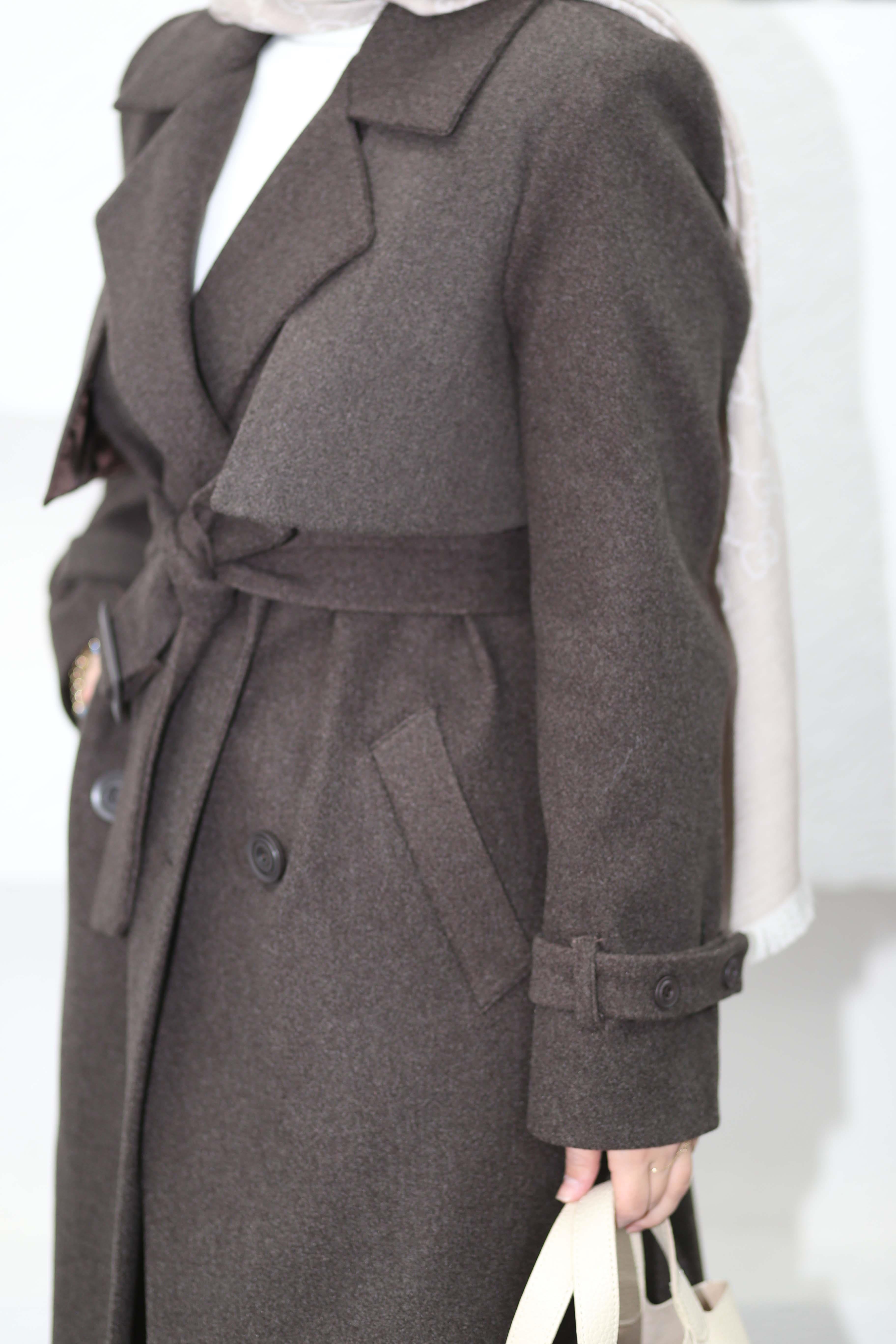 Classıc Kaşe Kaban Kahverengi 4203