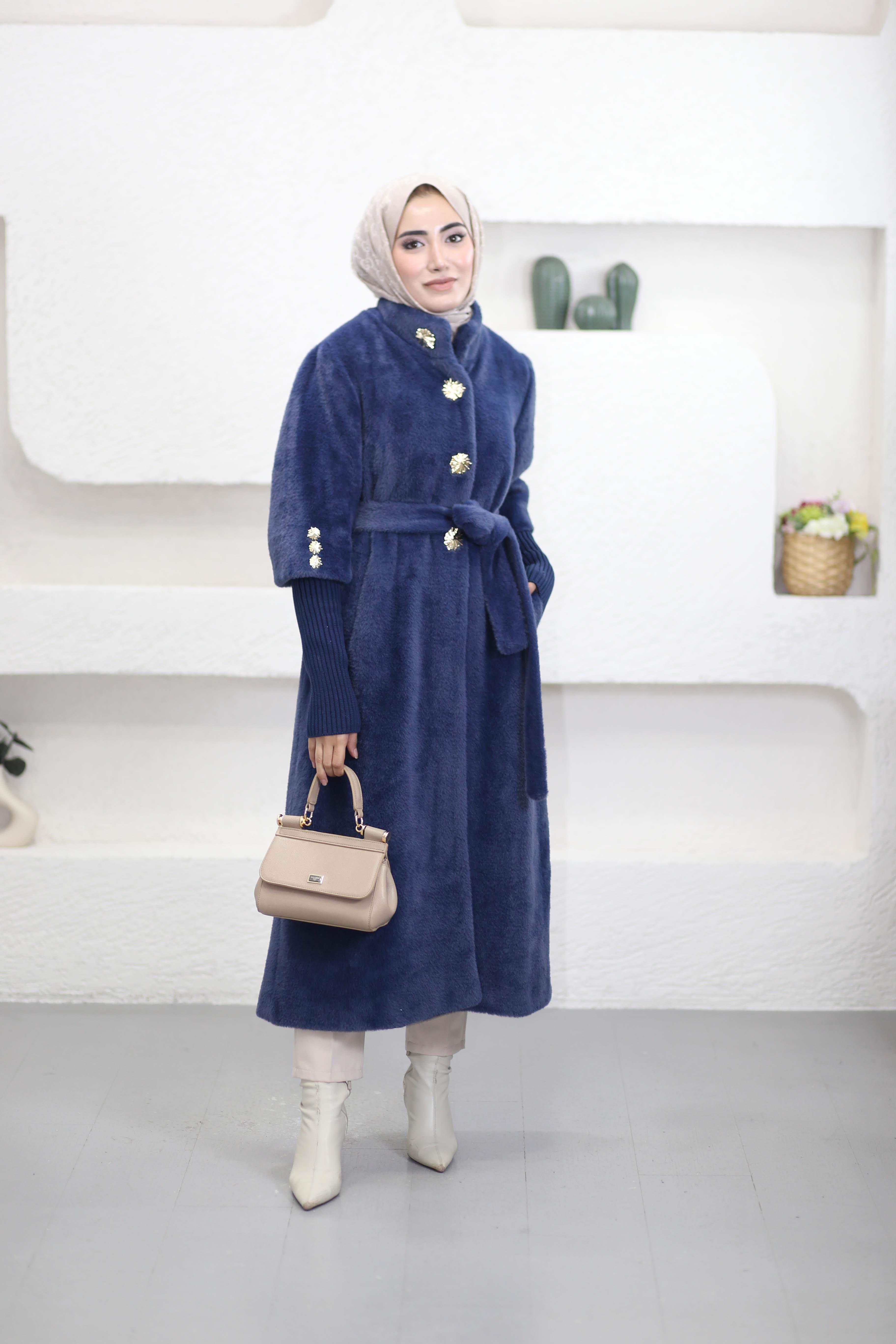 Hakim Yaka Düğmeli Kaban Lacivert 7274