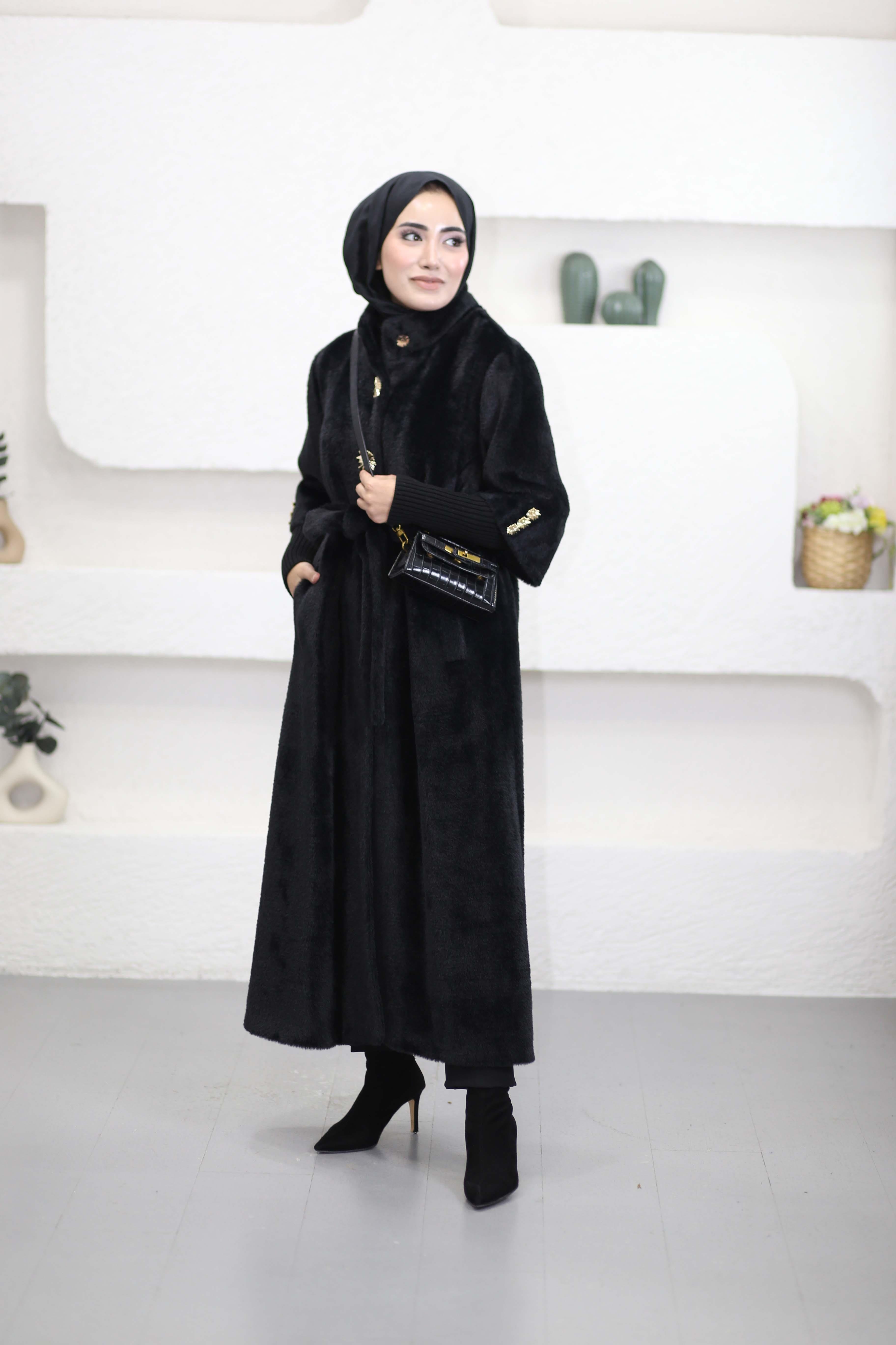 Hakim Yaka Düğmeli Kaban Siyah 7274