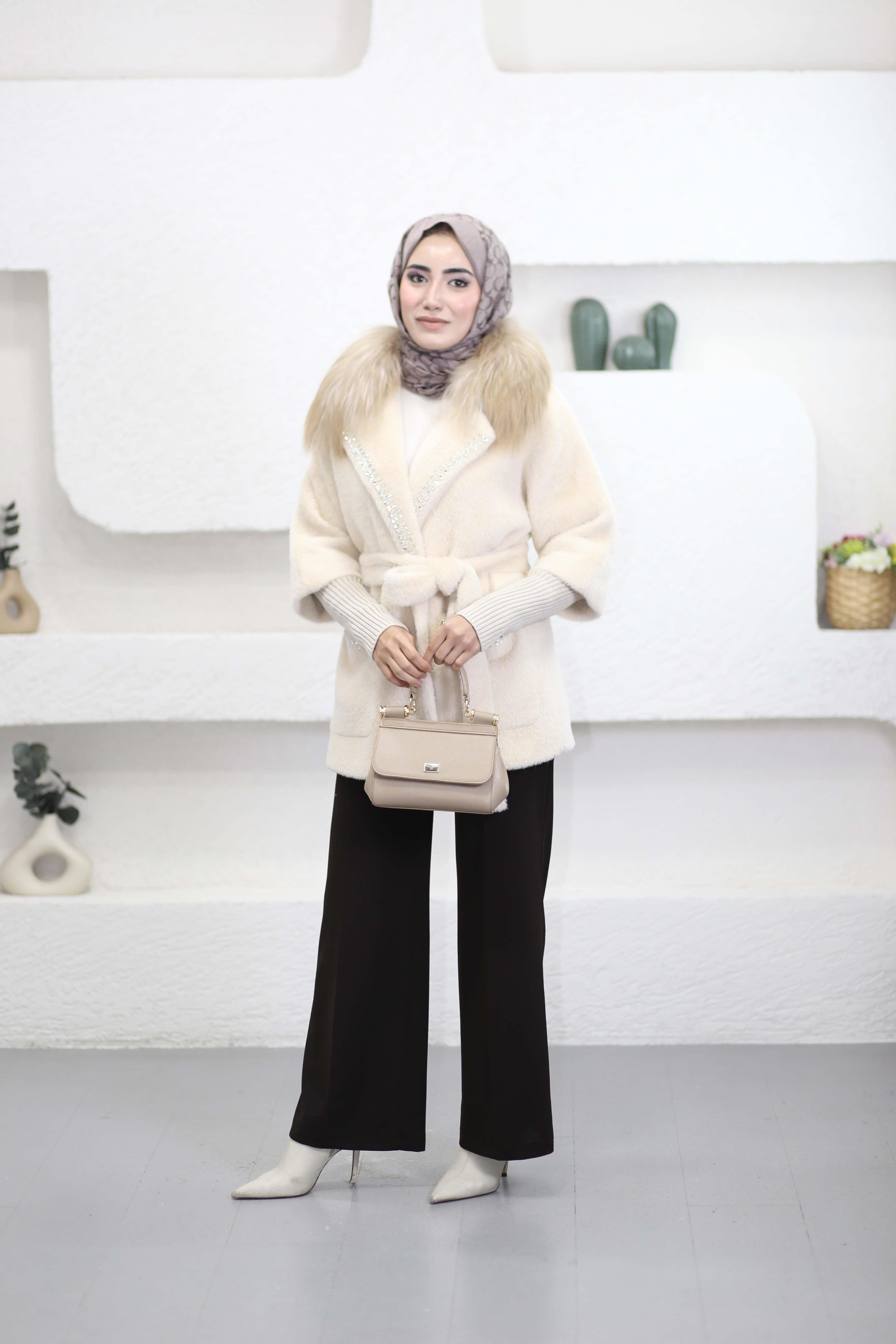 Taşlı Angora Kaban Bej 7251