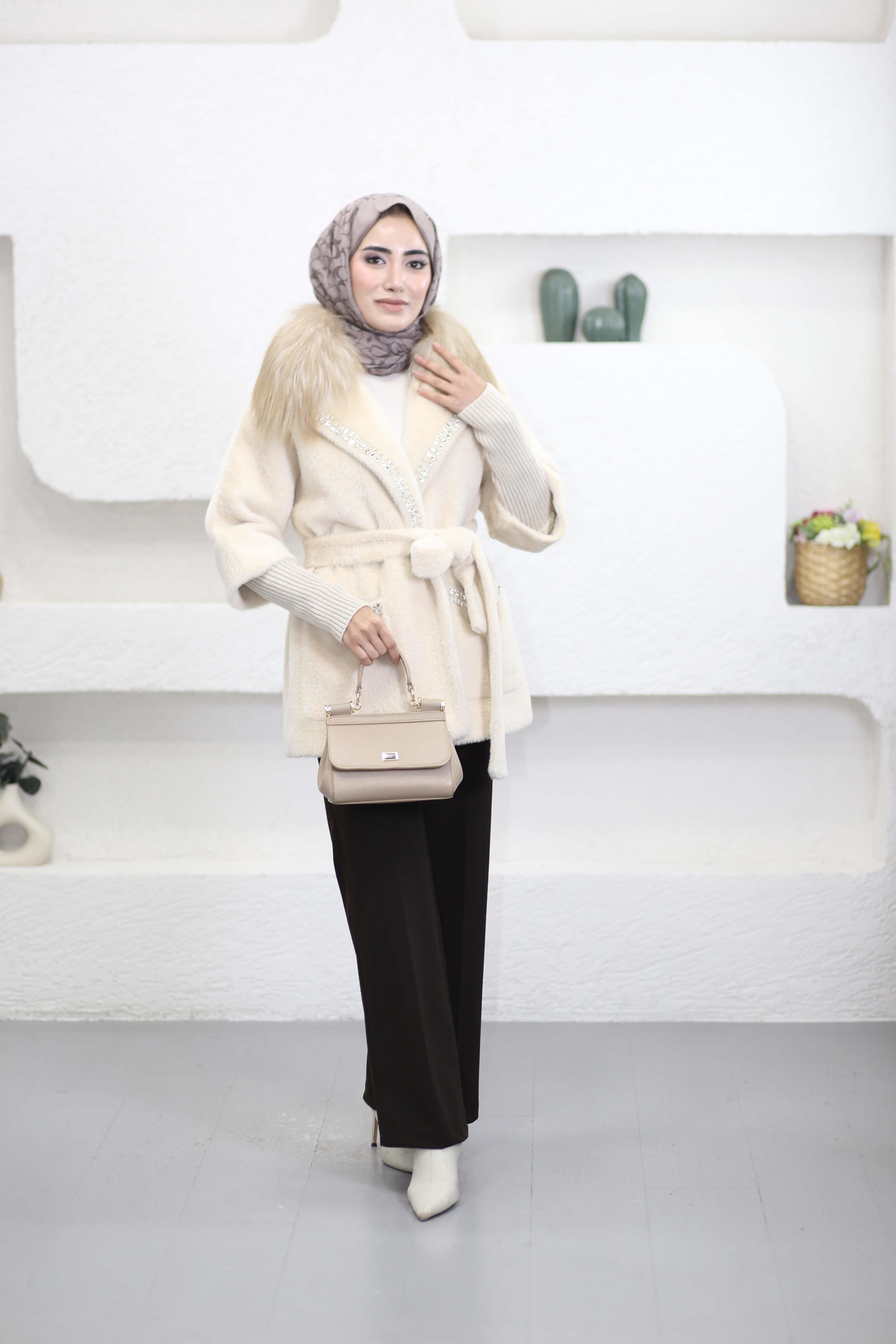 Taşlı Angora Kaban Bej 7251