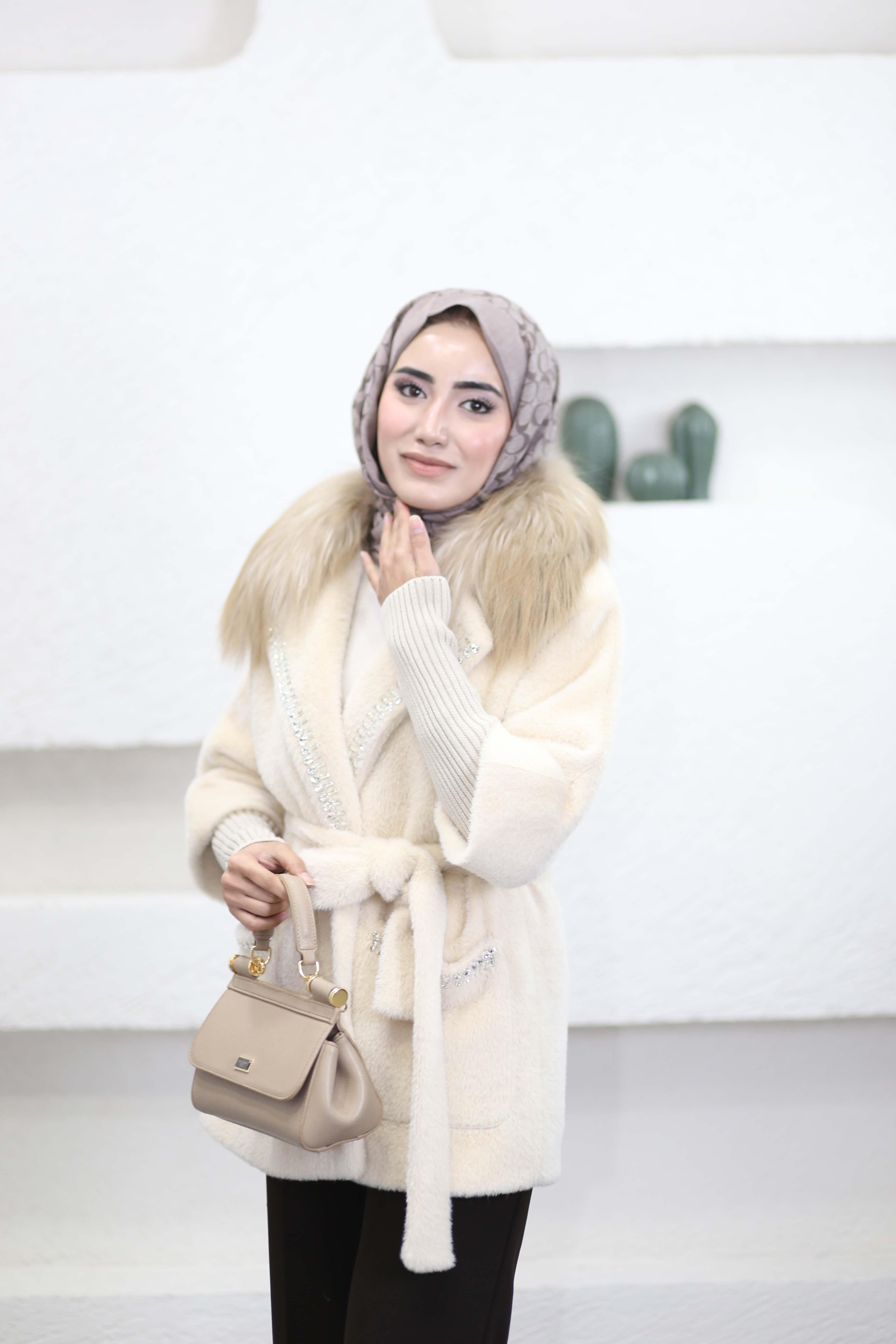 Taşlı Angora Kaban Bej 7251