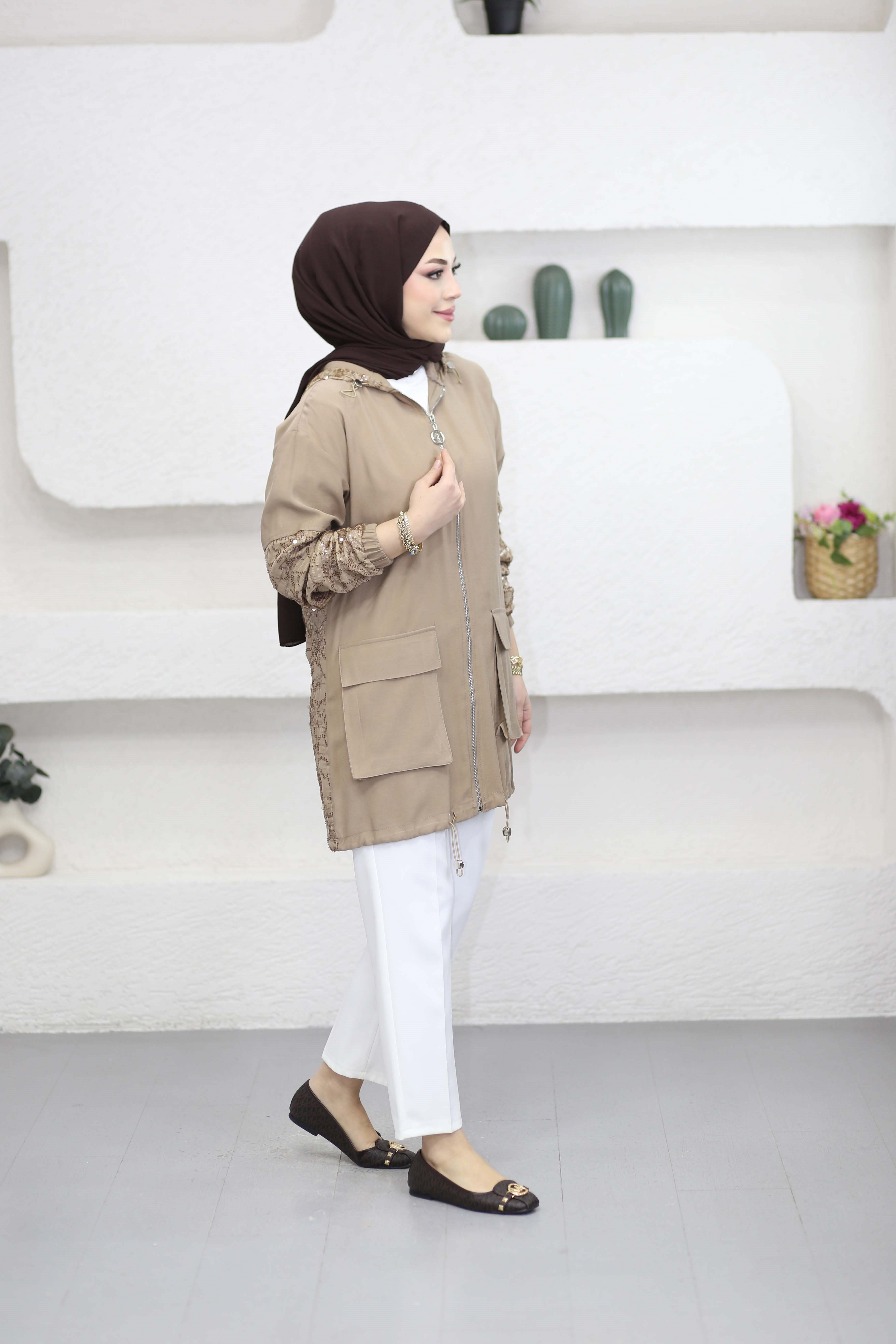 Payet Detaylı Kap Camel 1532