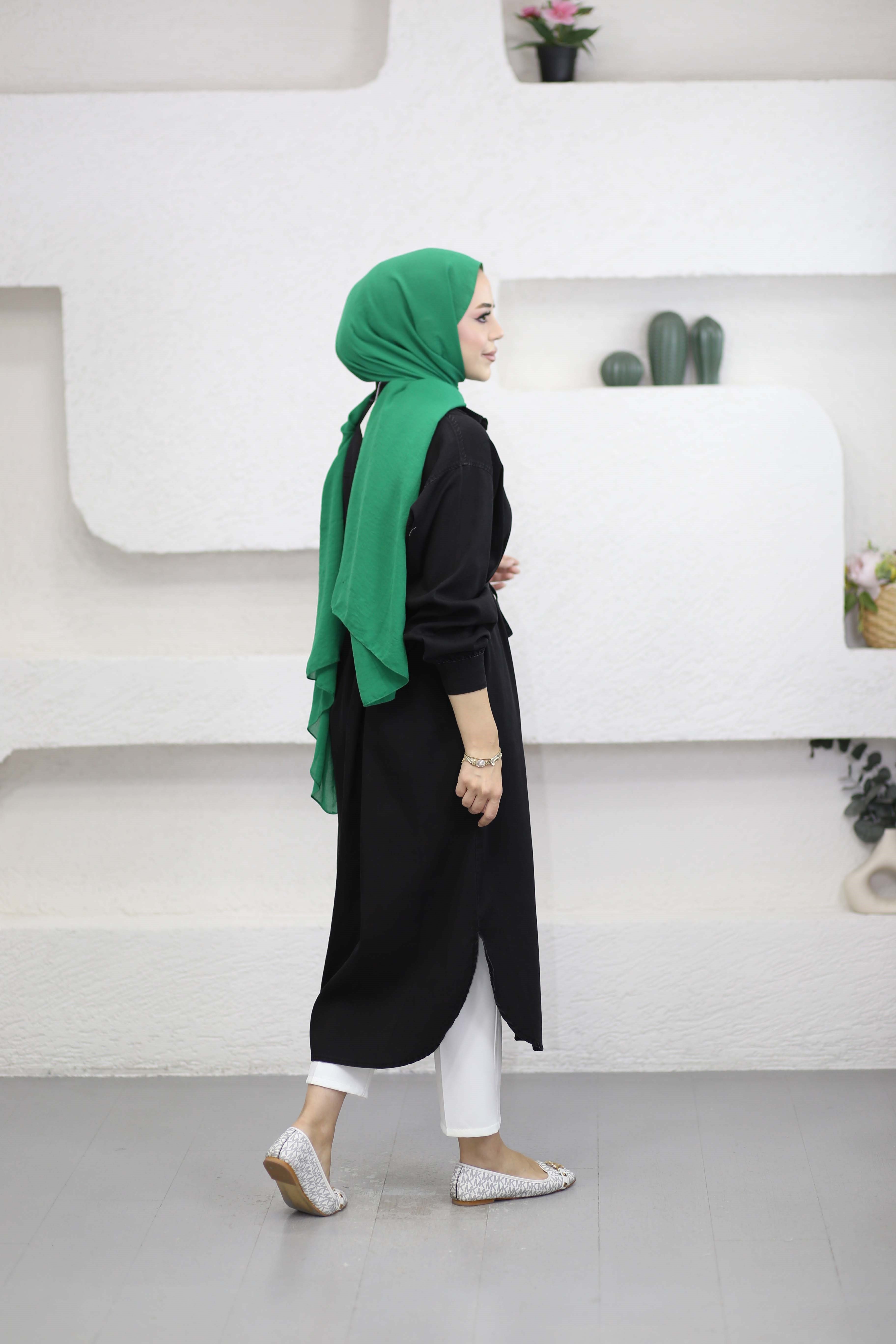 Düğmeli Denim Kap Siyah 5836