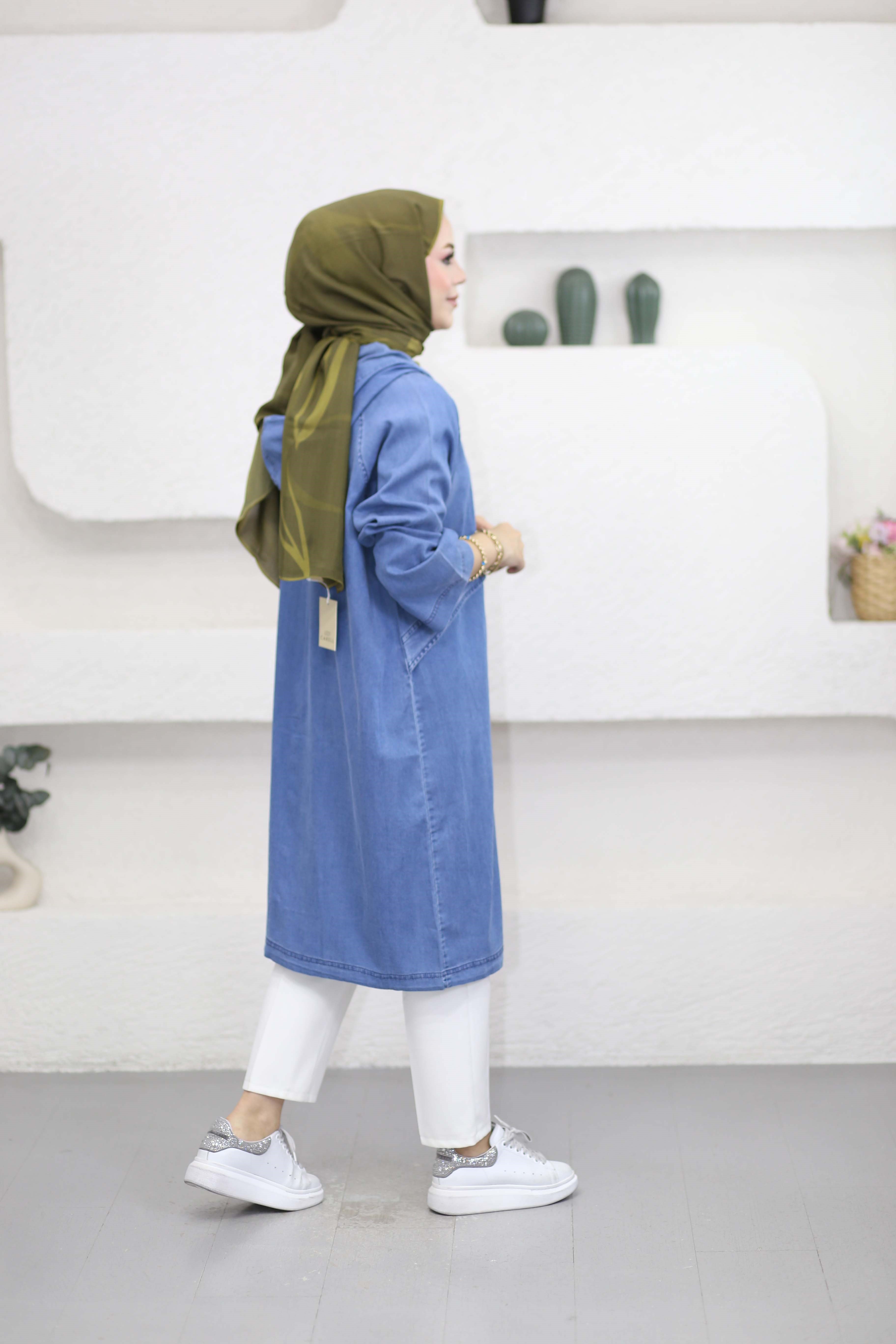 Çıtçıtlı Tencel Kap Açık Mavi 6546