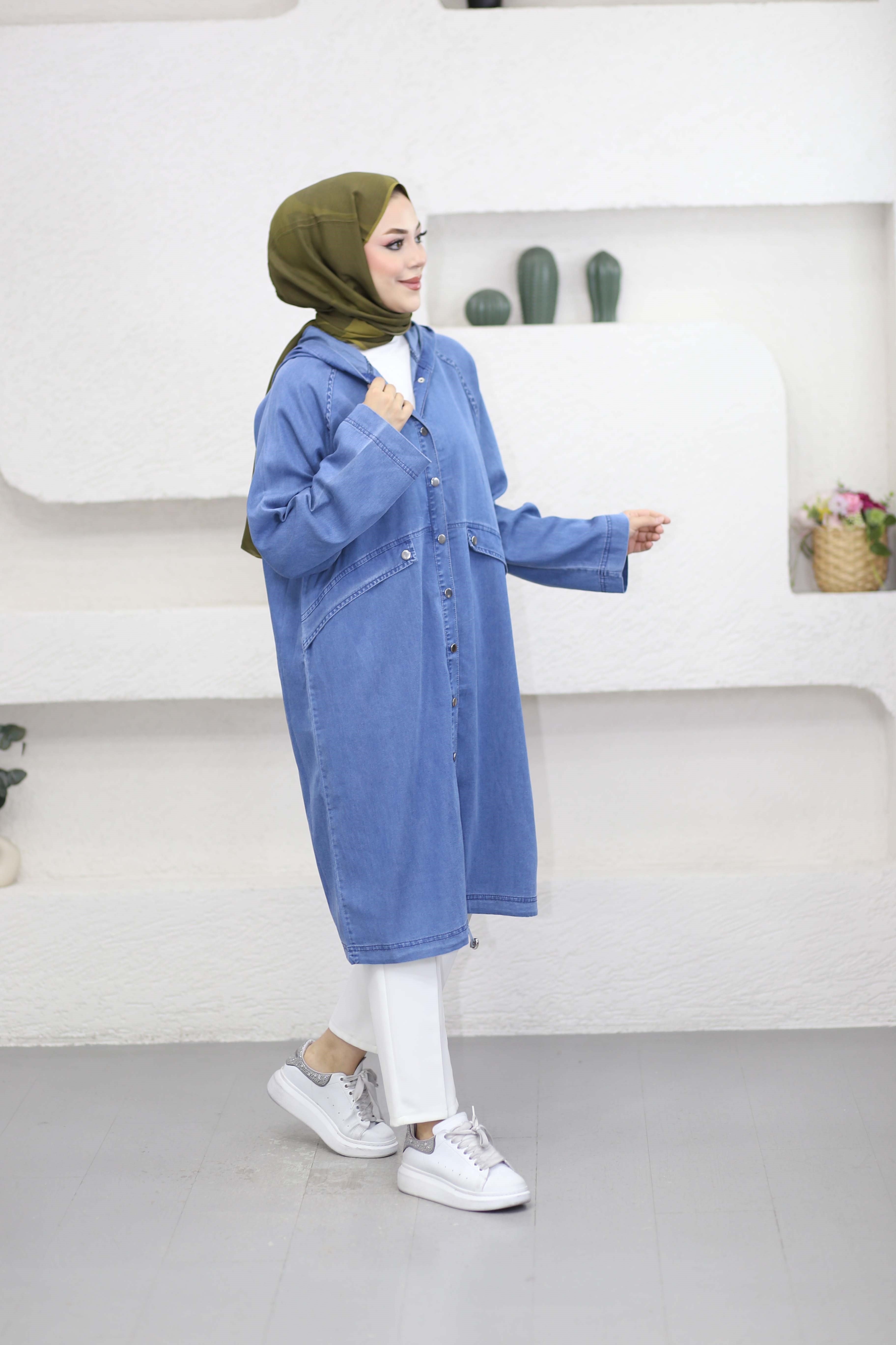 Çıtçıtlı Tencel Kap Açık Mavi 6546