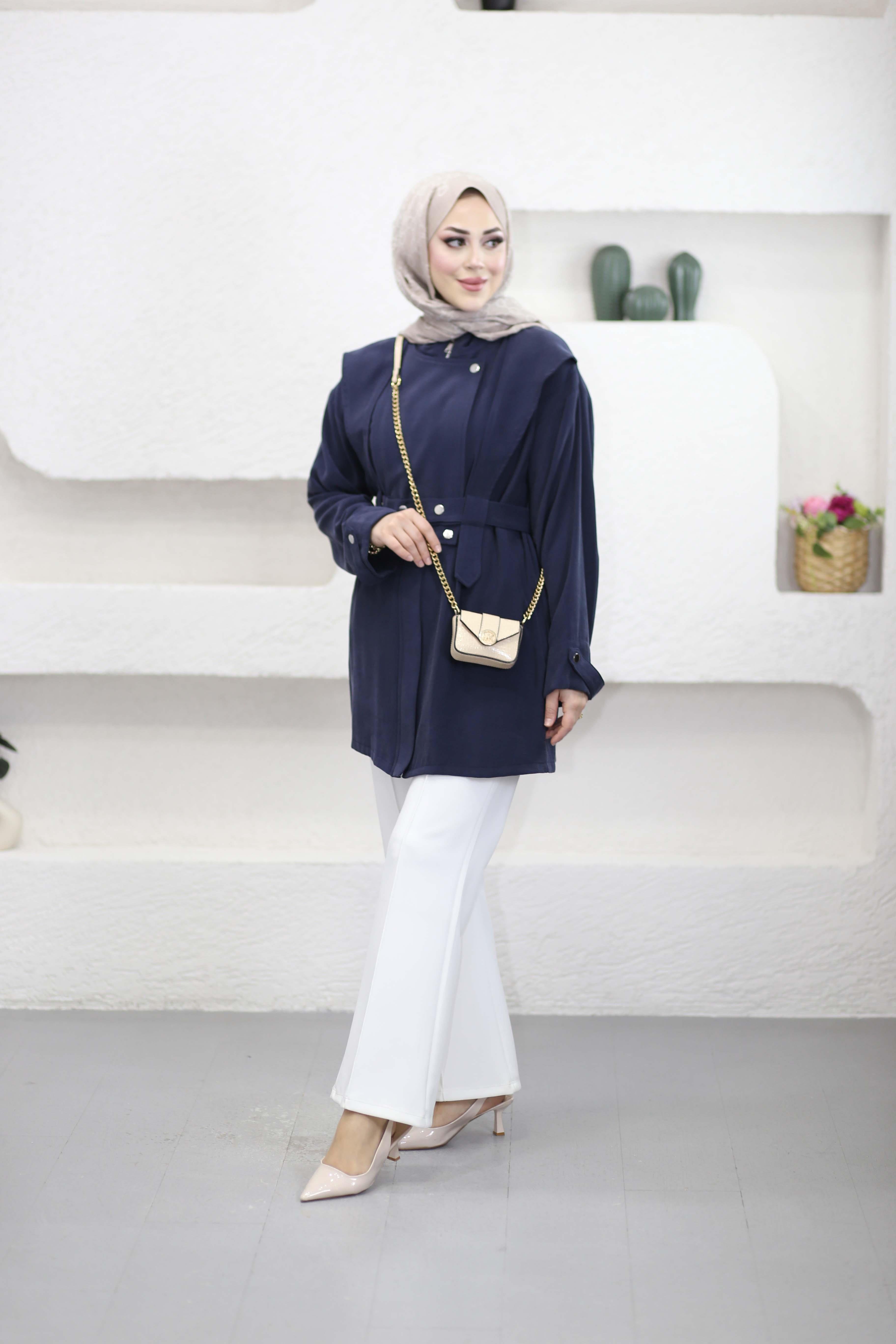 Fermuar Üstü Kapamalı Kap Lacivert 4487