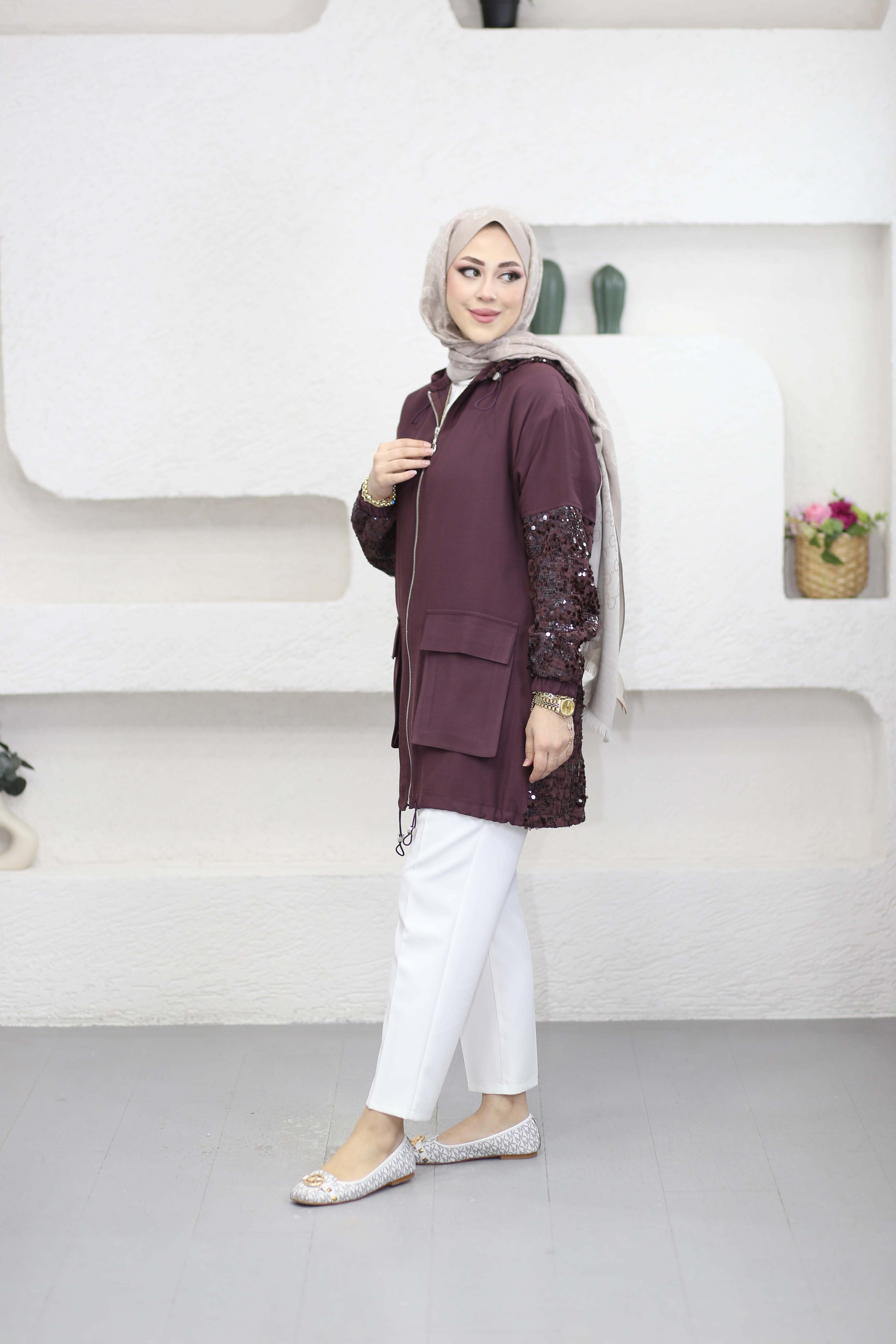 Payet Detaylı Kap Mürdüm 1532