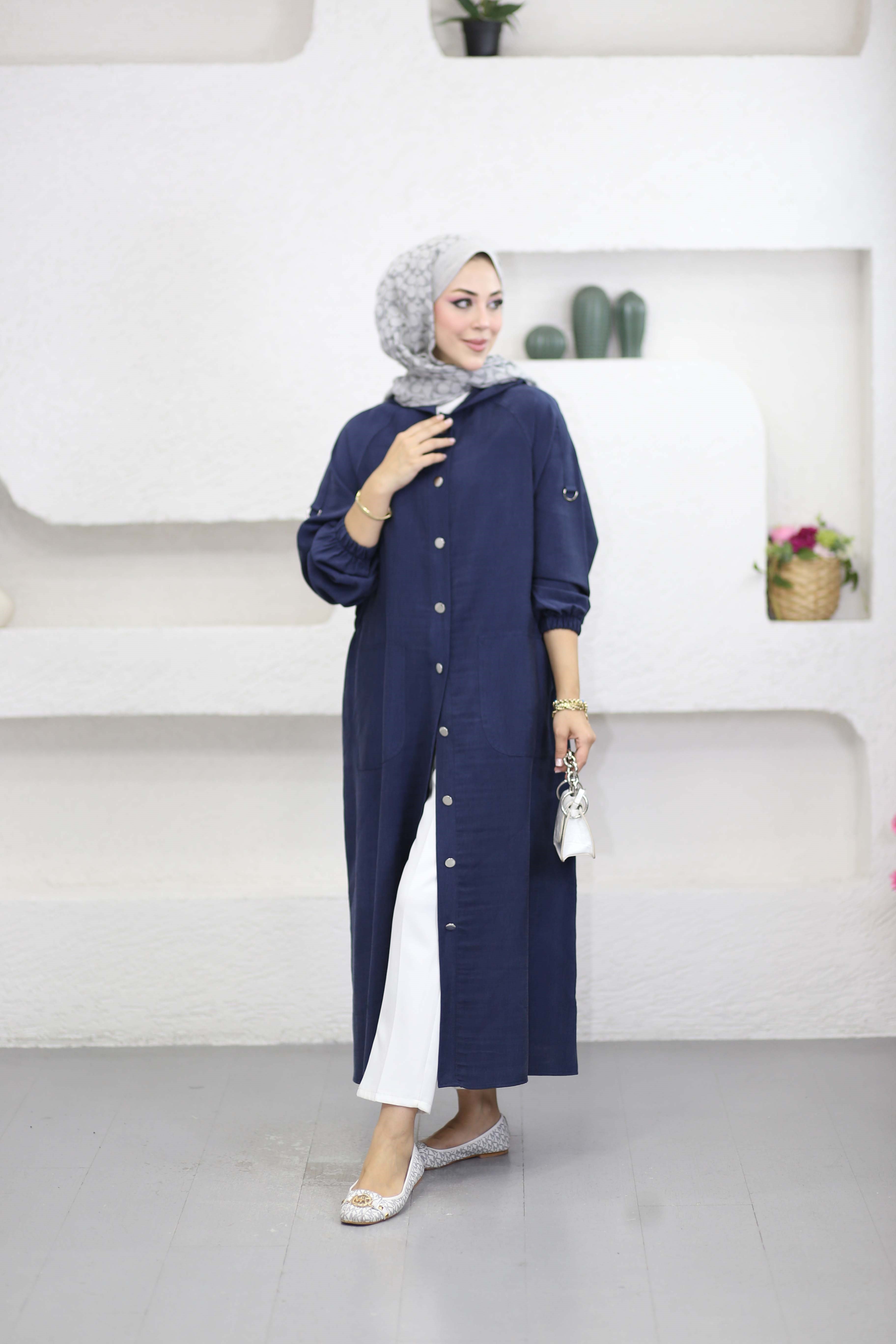 Kancalı Tam Boy Kap Lacivert 7598