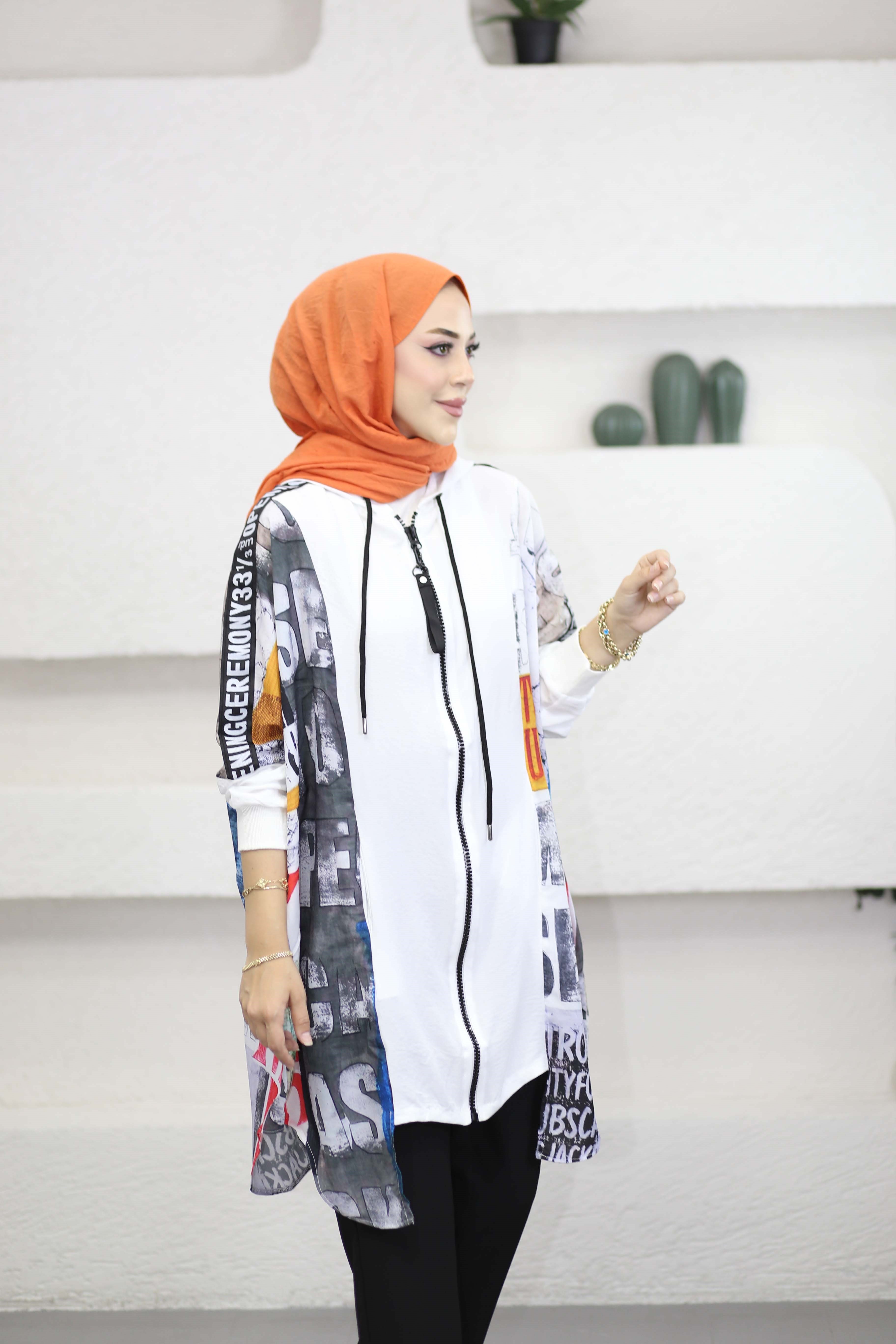 Grafift Desen Kap Beyaz 7555