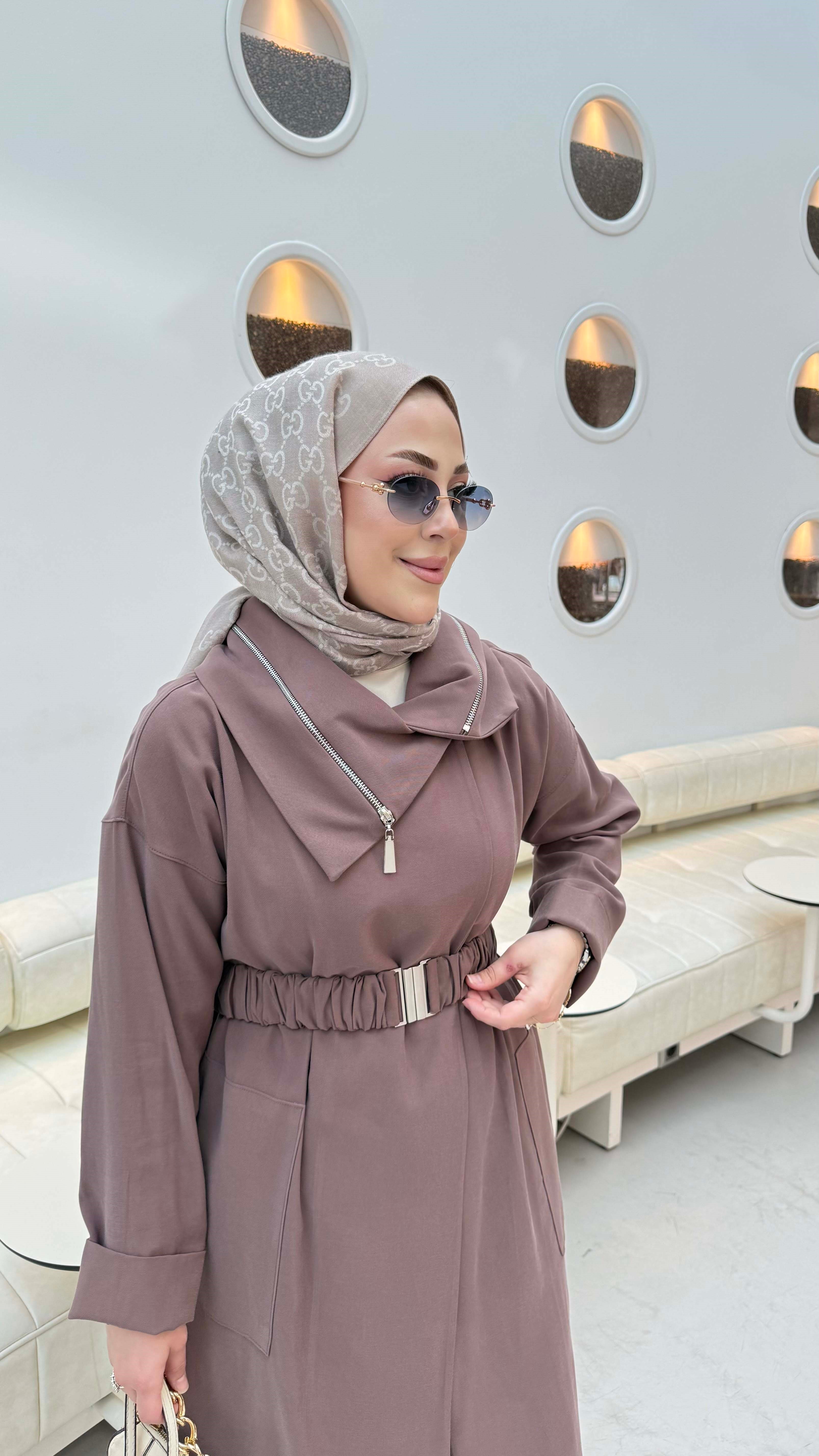 Yaka Fermuarlı Tasarım Kap Kahverengi 5028