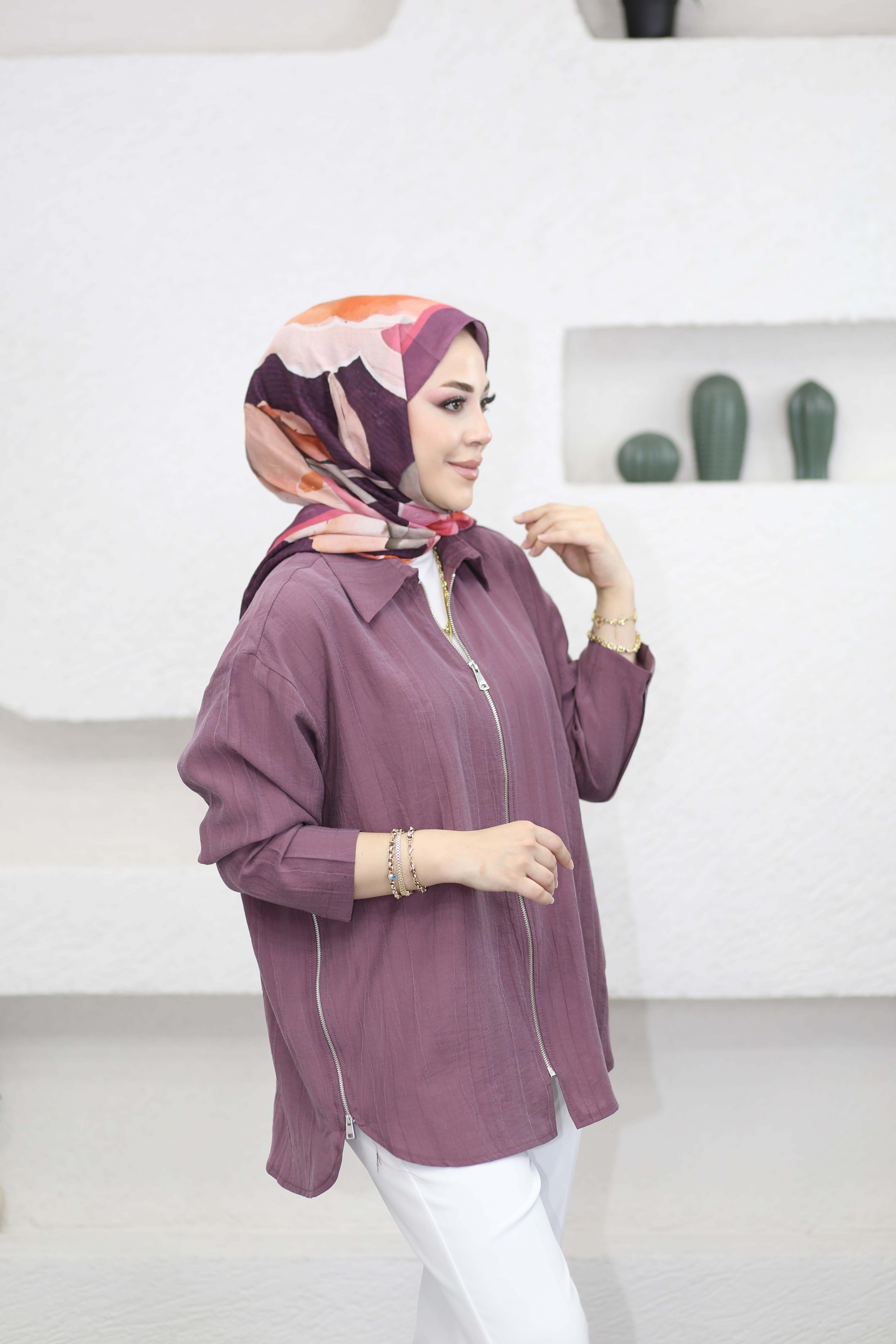 Yanı Fermuarlı Kap Mürdüm 6449