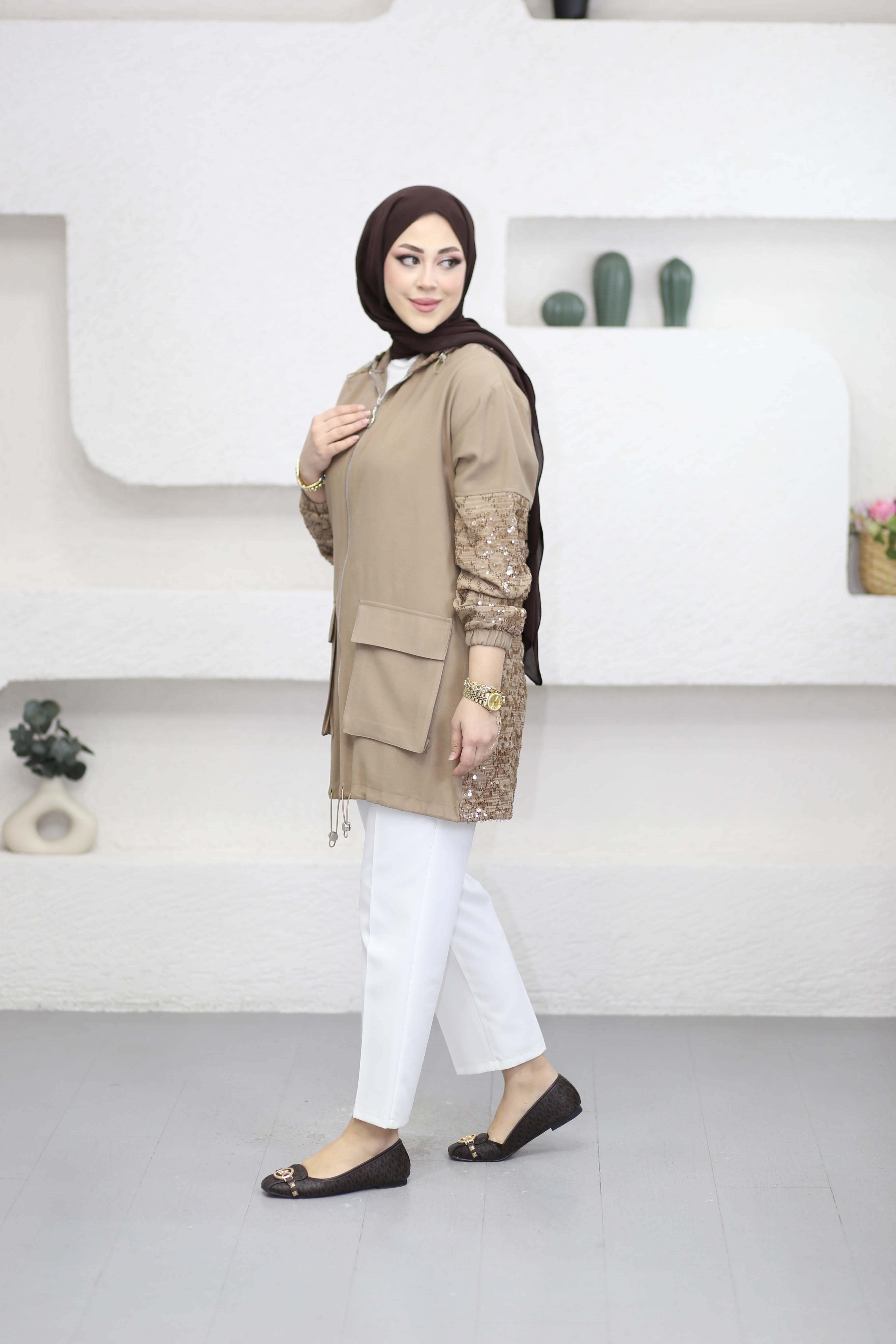 Payet Detaylı Kap Camel 1532