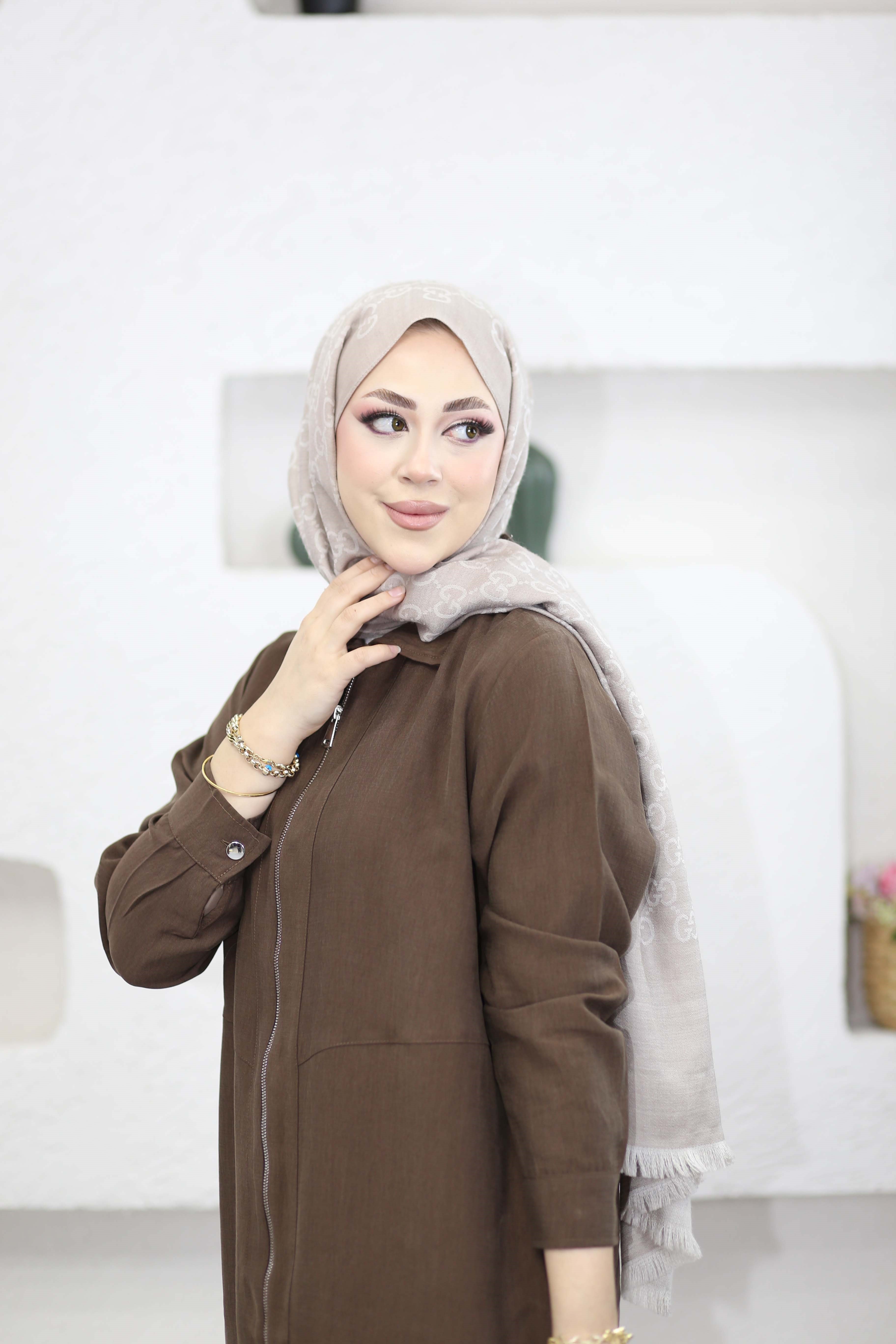 Tam Boy Fermuarlı Kap Kahverengi 5674