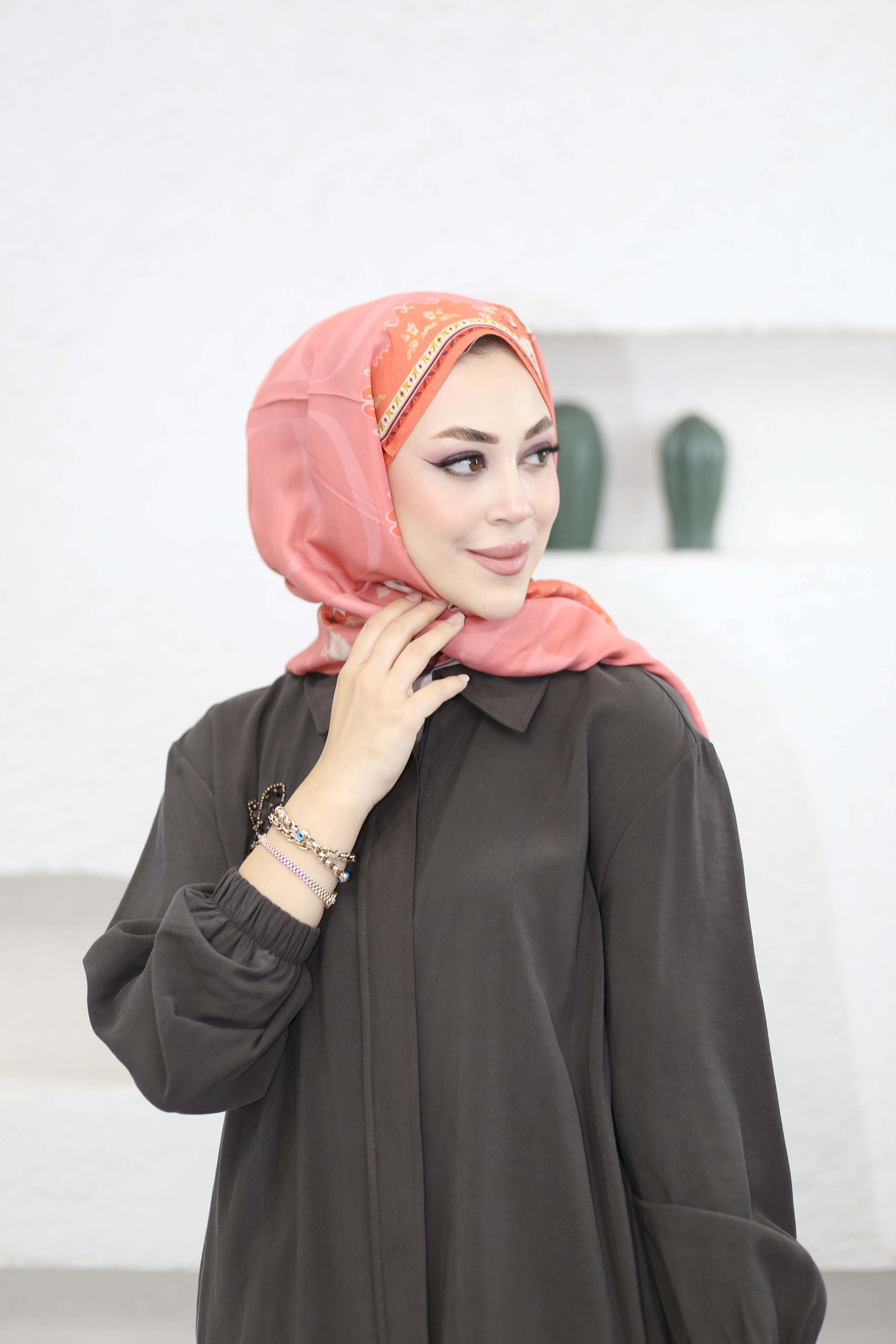 Boncuk Çamlı Tencel Kap Kahverengi 7558