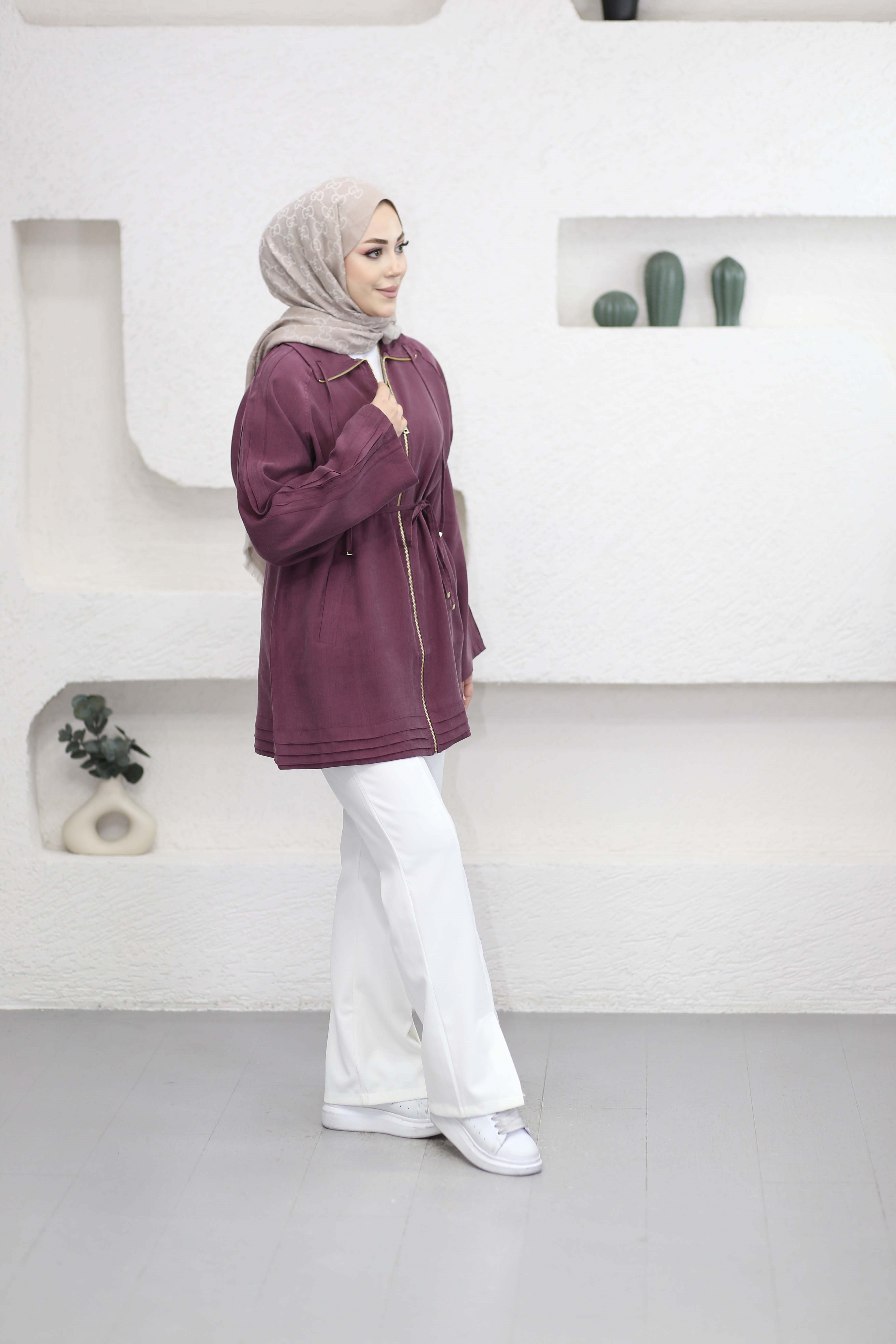 Yaka Bağcıklı Kap Mürdüm 6451