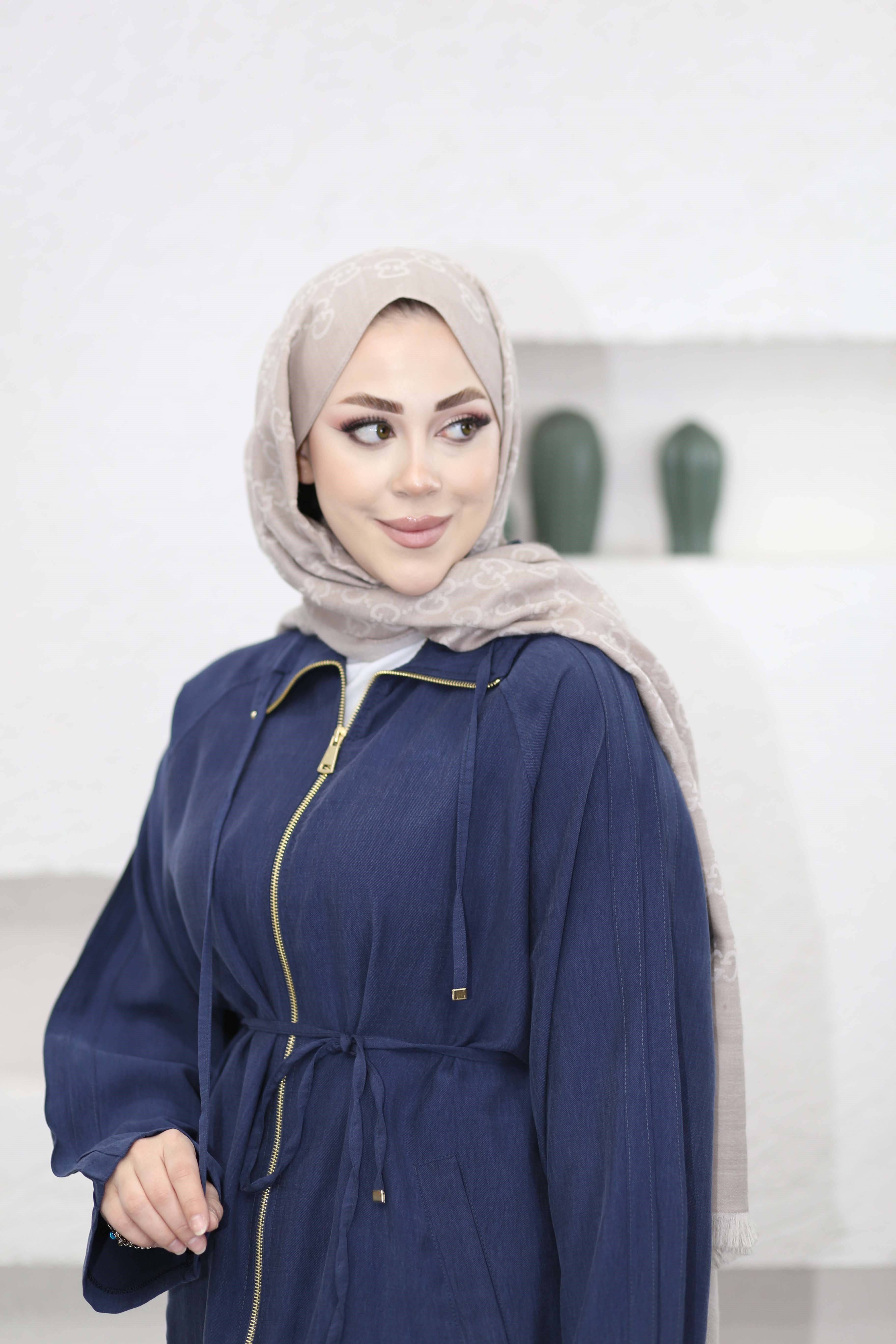 Yaka Bağcıklı Kap Lacivert 6451