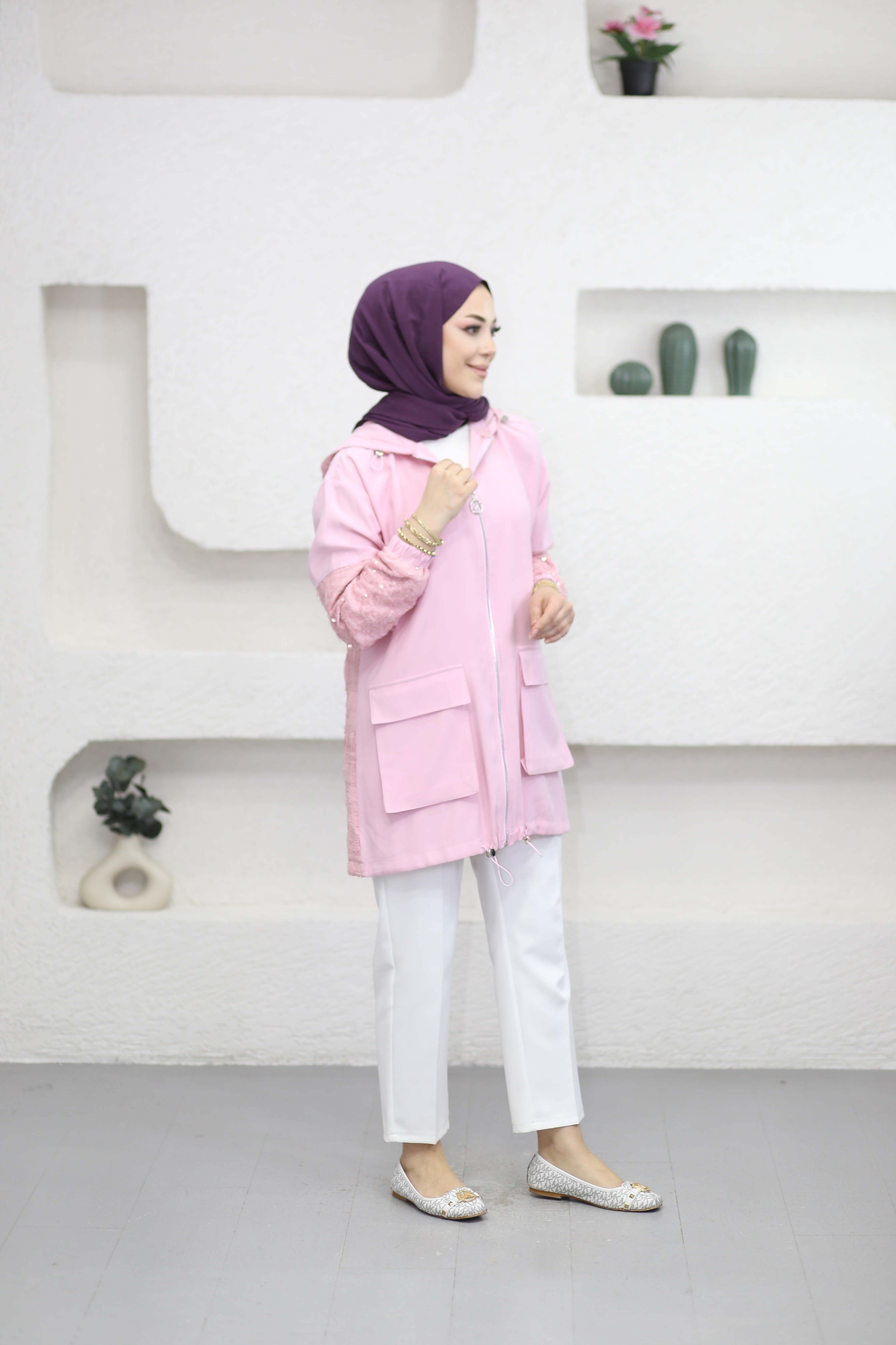 Payet Detaylı Kap Şeker Pembe 1532