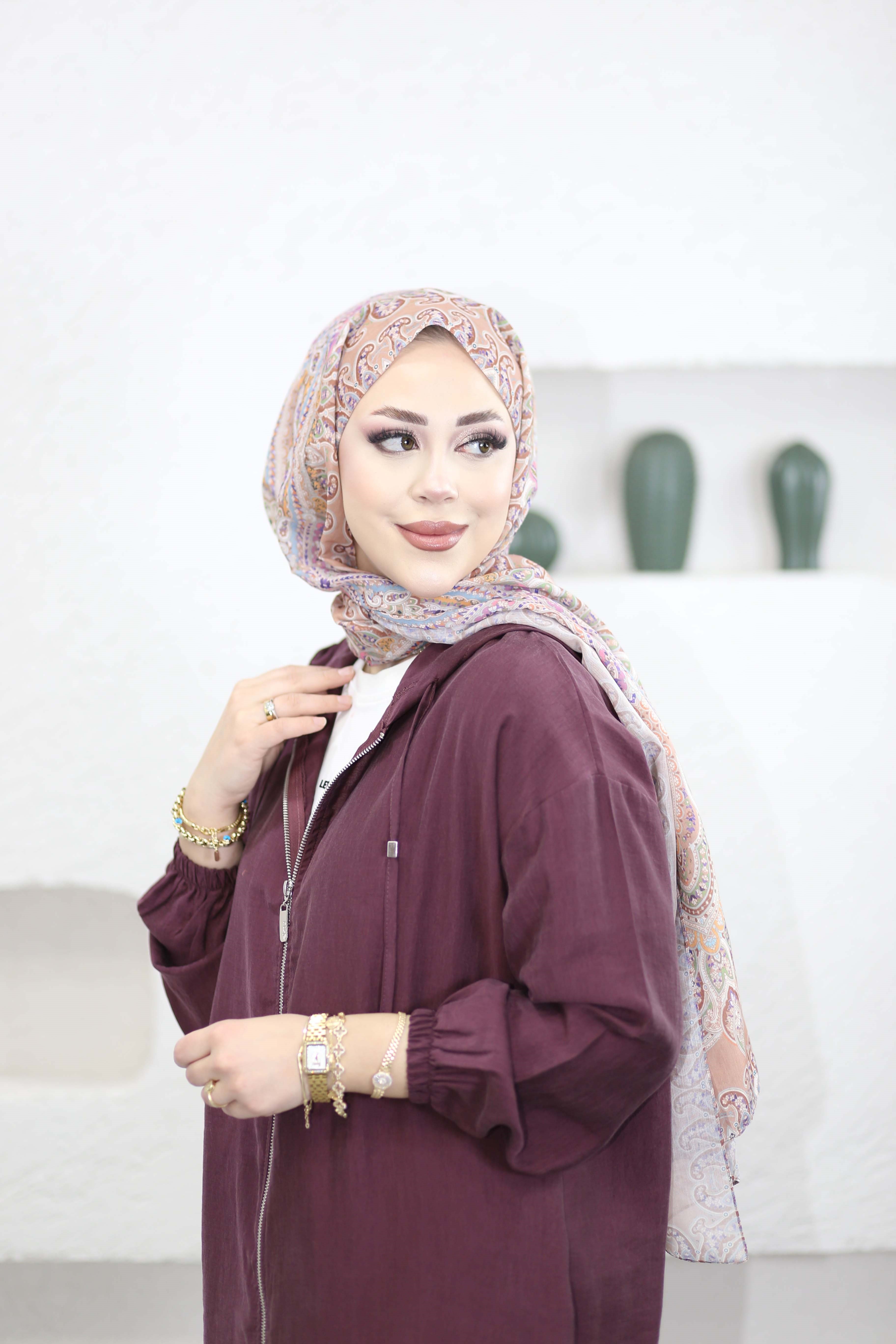 Yırtmaçlı Fermuarlı Kap Mürdüm 2992